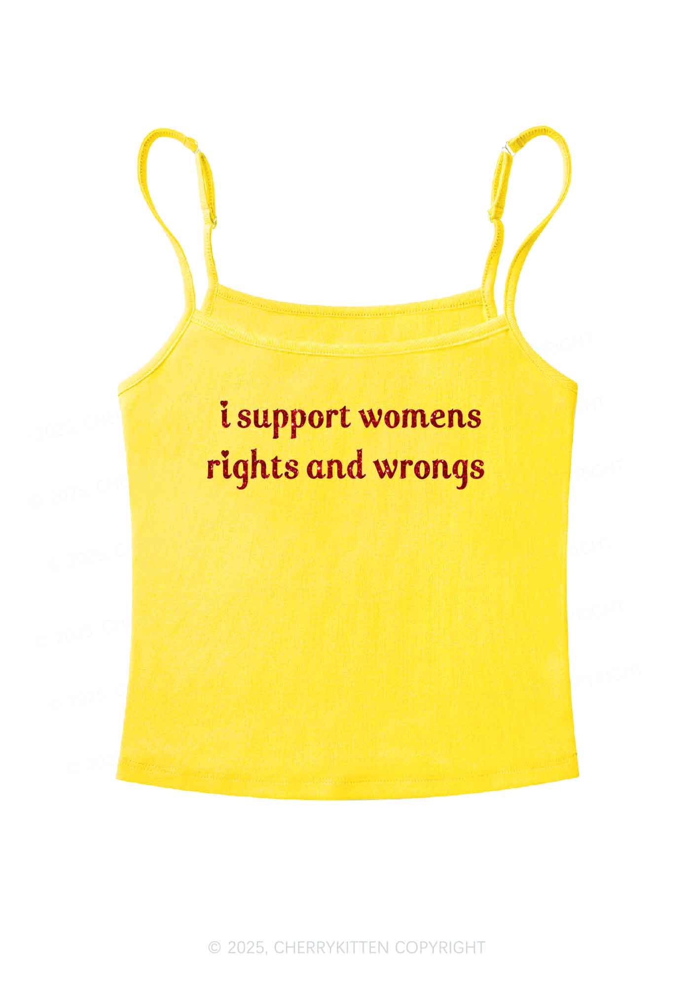 Glitter I Support Women Y2K Spaghetti Strap Cami Cherrykitten - Image 5