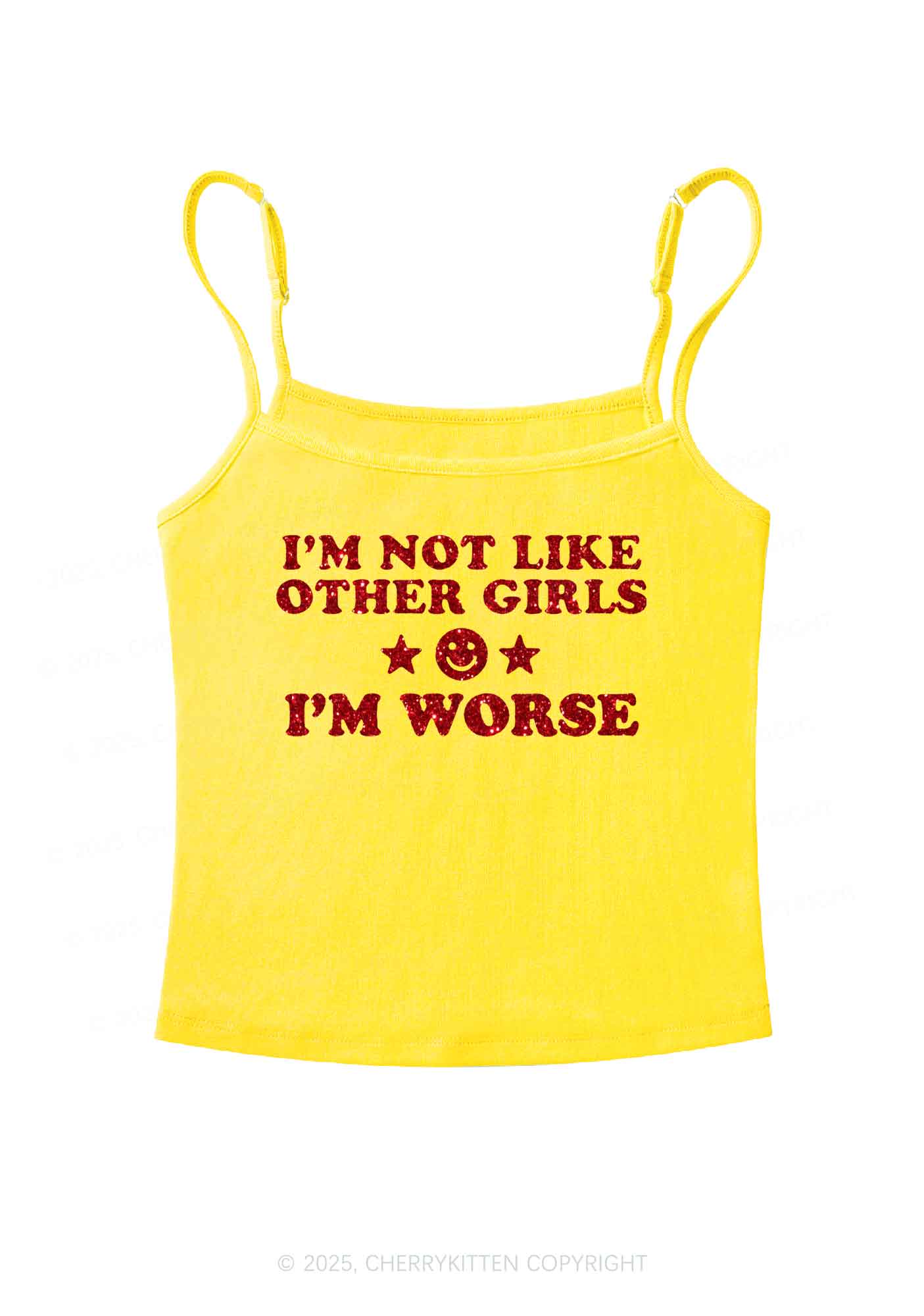 Glitter Im Worse Y2K Spaghetti Strap Cami Cherrykitten - Image 5