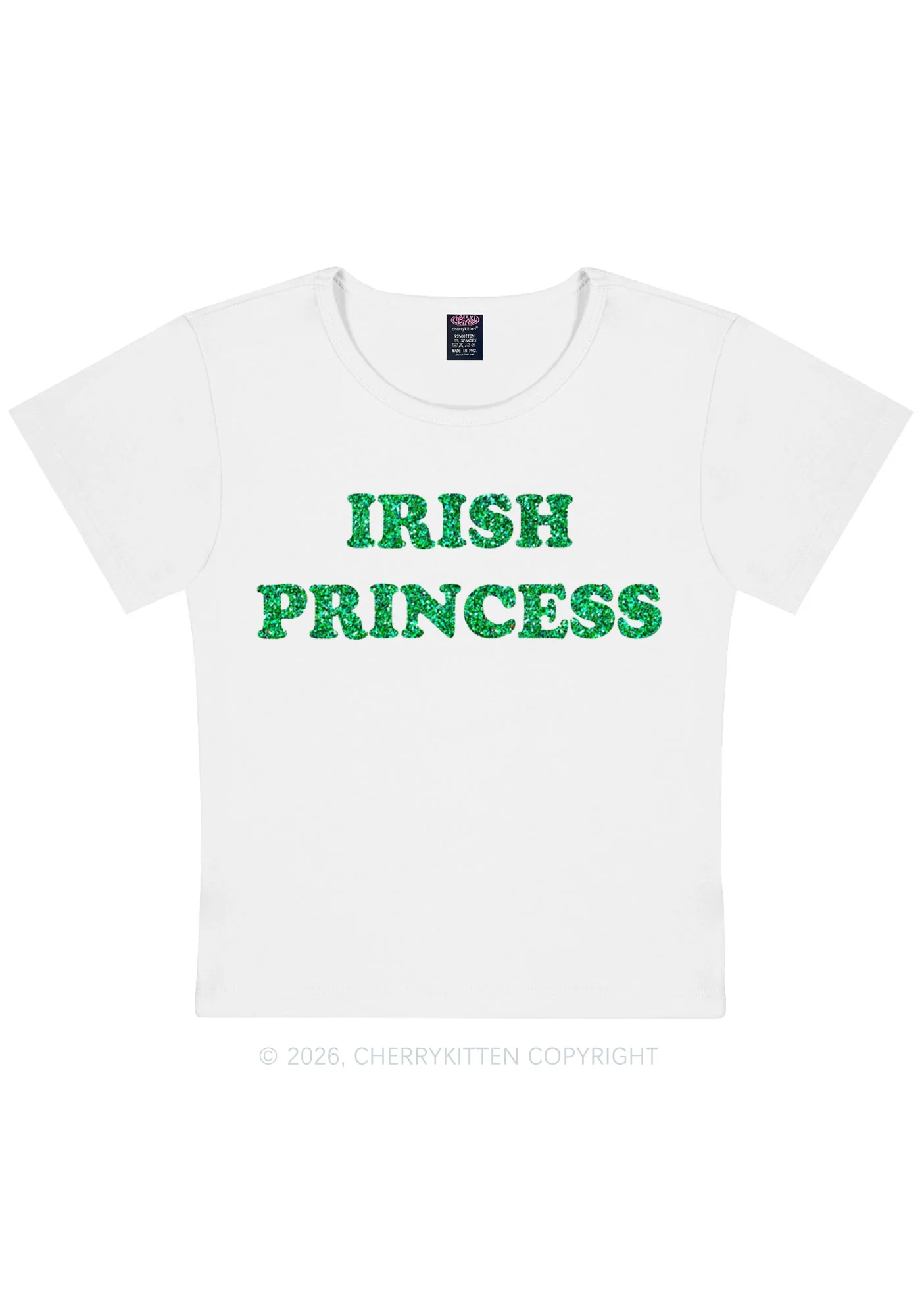Glitter Irish Princess St Patricks Y2K Baby Tee Cherrykitten - Image 4
