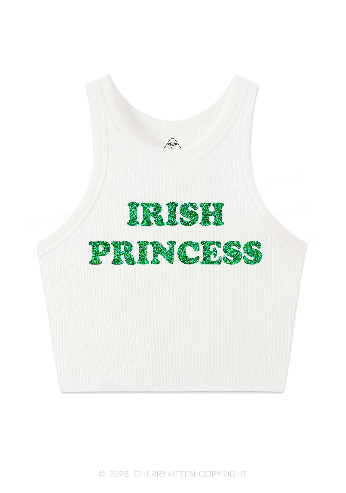 Glitter Irish Princess St Patricks Y2K Crop Tank Top Cherrykitten - Image 4