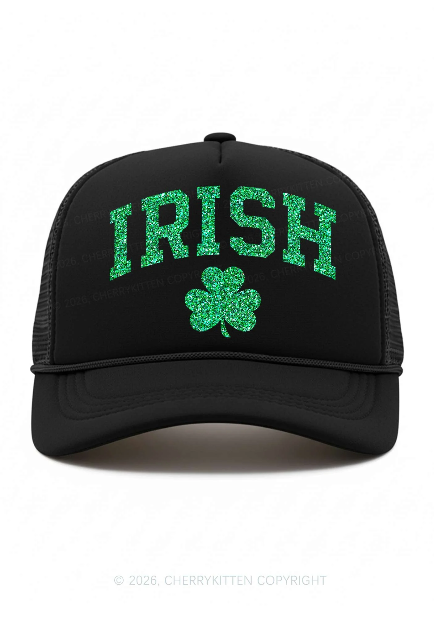 Glitter Irish Shamrock St Patricks Y2K Trucker Hat Cherrykitten - Image 2
