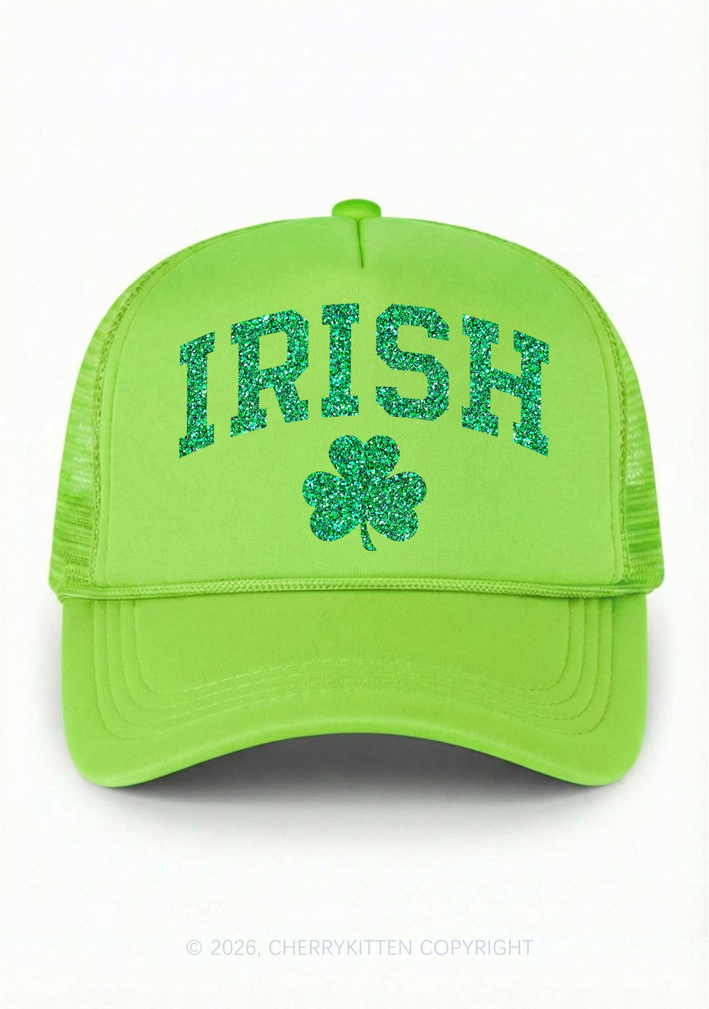 Glitter Irish Shamrock St Patricks Y2K Trucker Hat Cherrykitten - Image 3