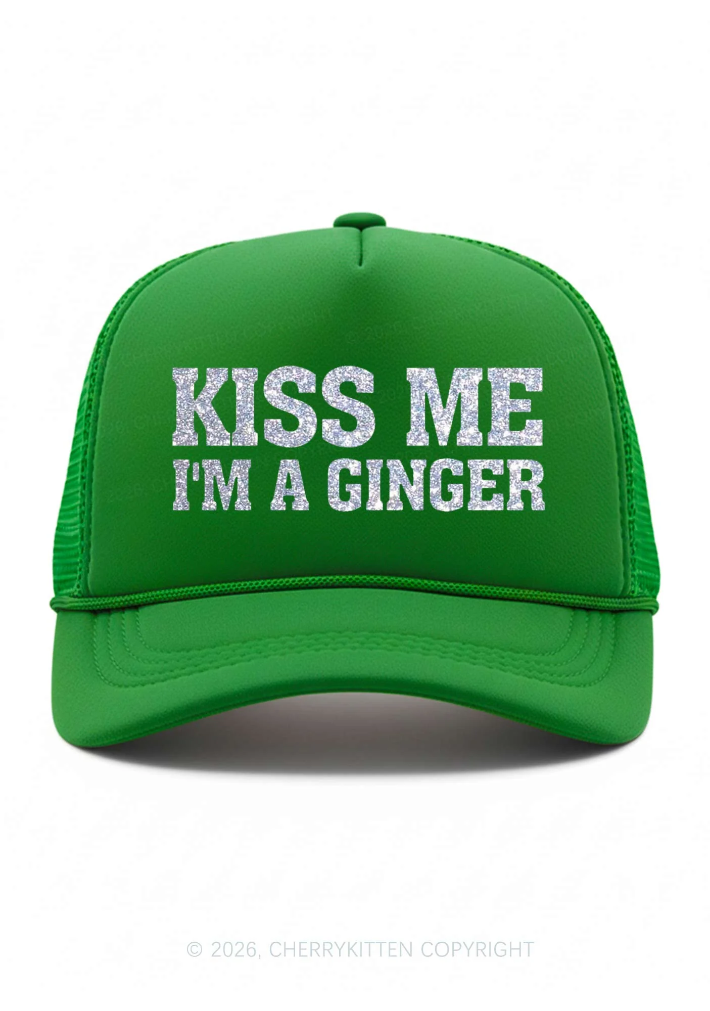 Glitter Kiss Me Im Ginger St Patricks Y2K Trucker Hat Cherrykitten - Image 2