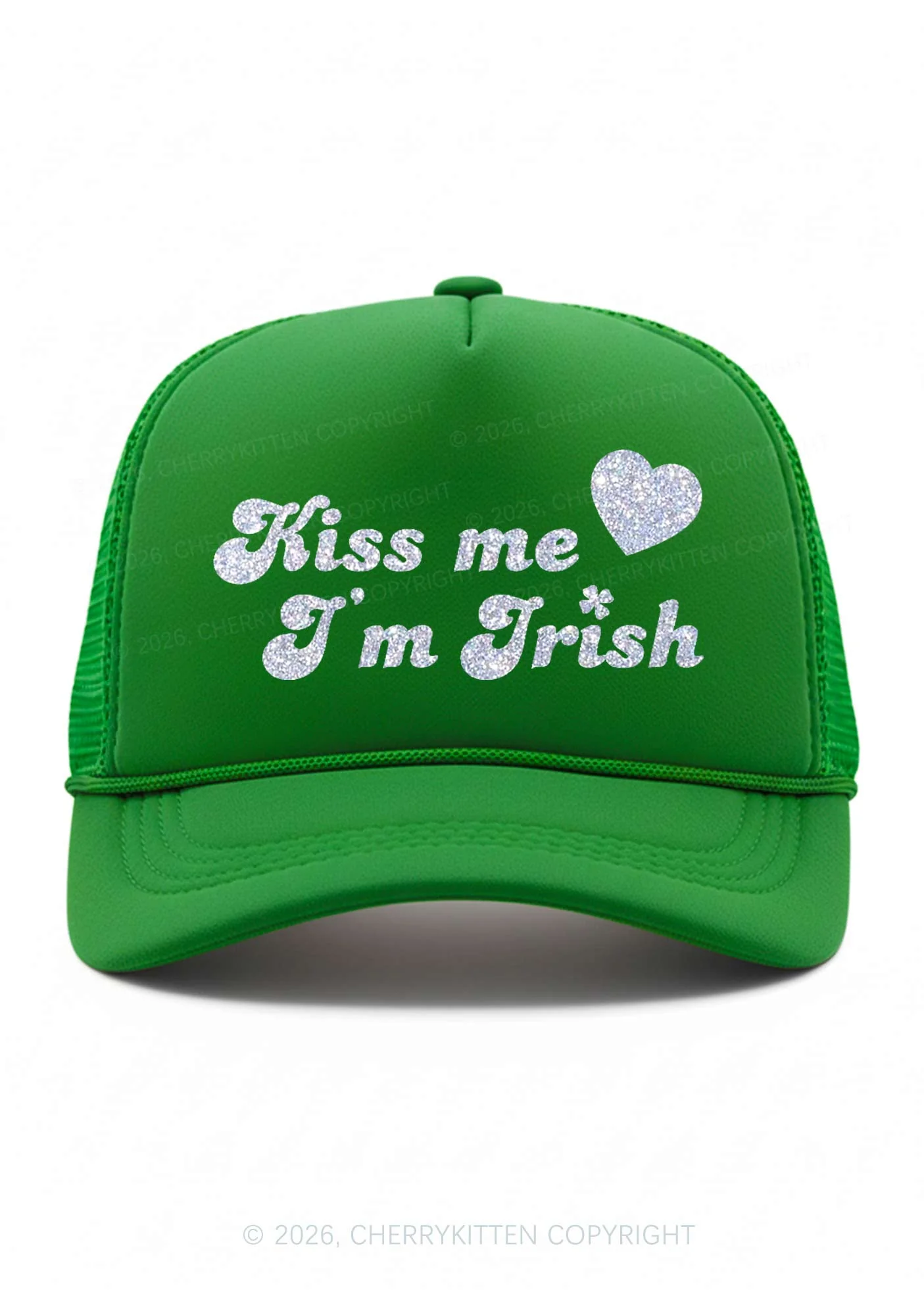 Glitter Kiss Me Im Irish St Patricks Y2K Trucker Hat Cherrykitten - Image 2