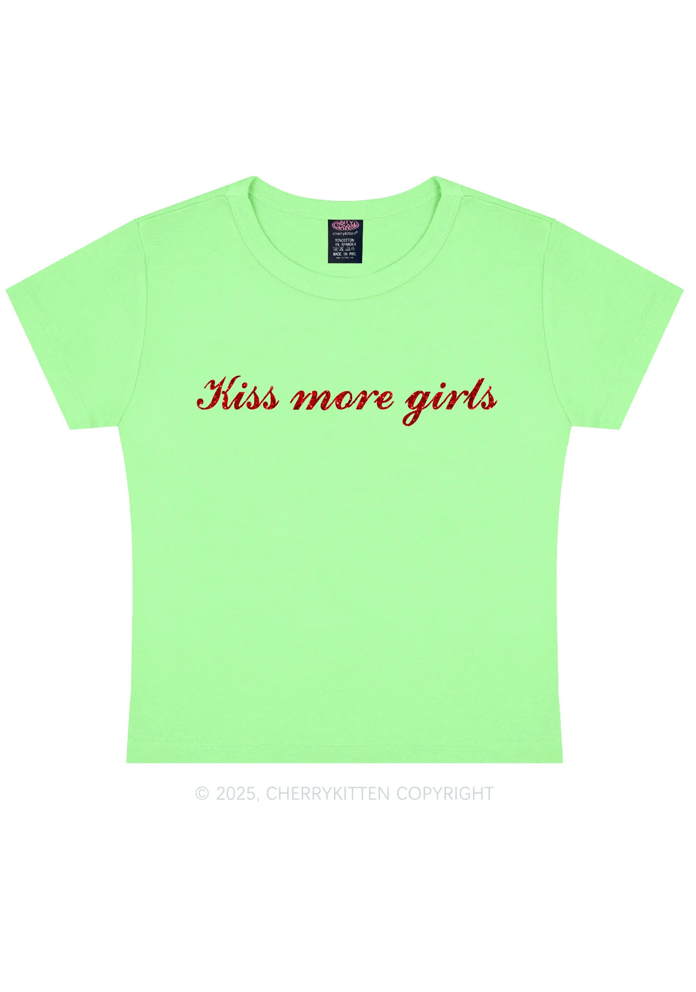 Glitter Kiss More Girls Pride Y2K Baby Tee Cherrykitten - Image 12