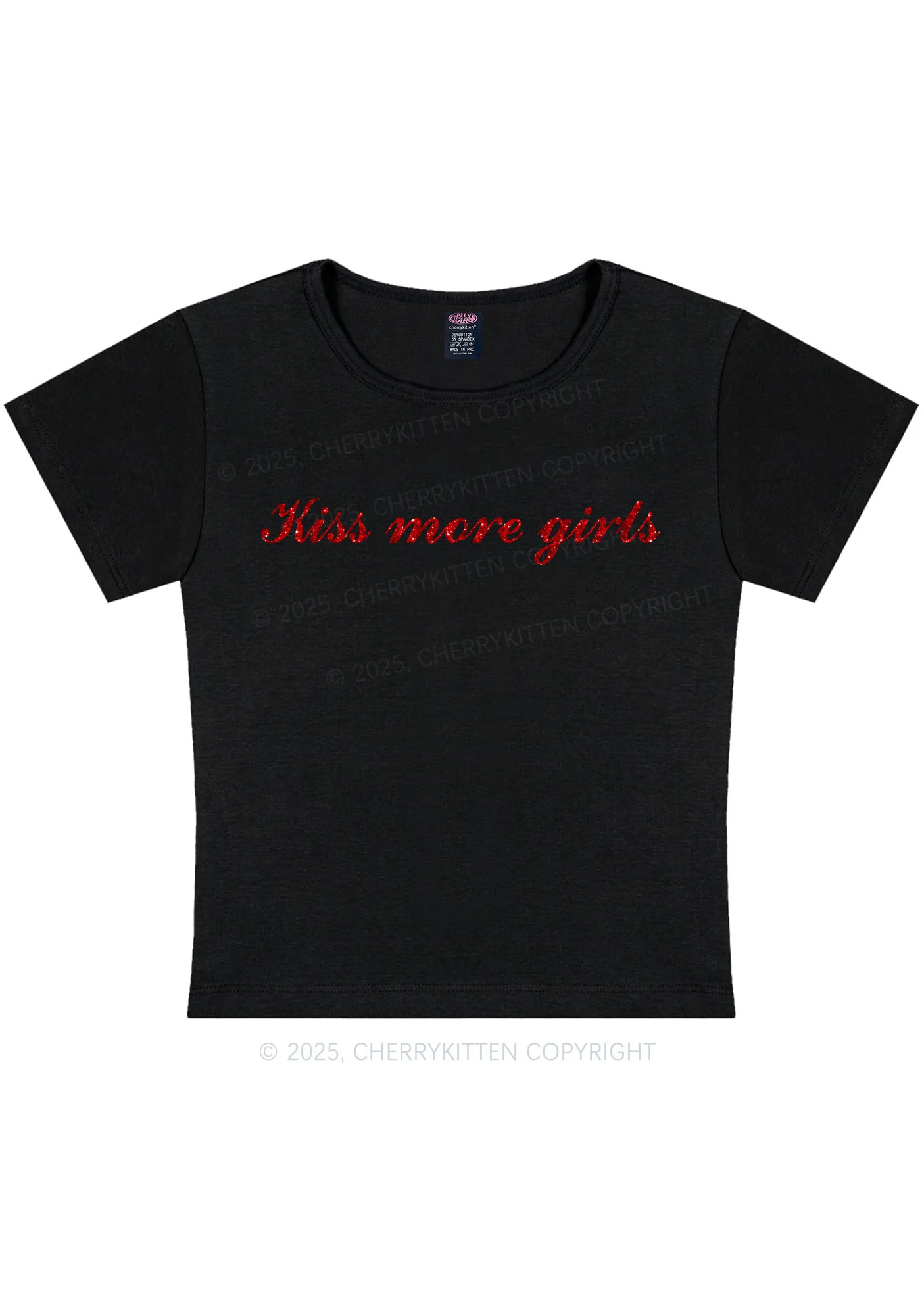Glitter Kiss More Girls Pride Y2K Baby Tee Cherrykitten - Image 4
