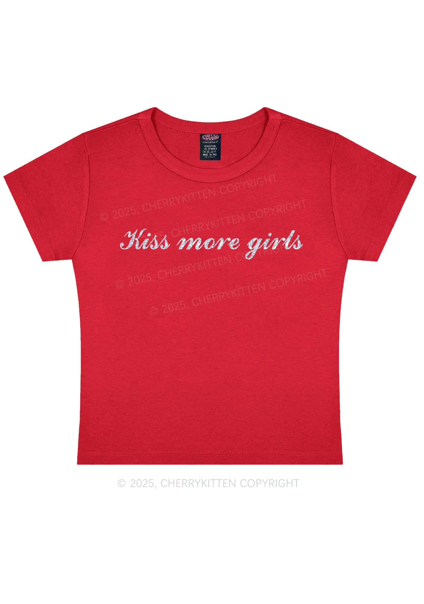 Glitter Kiss More Girls Pride Y2K Baby Tee Cherrykitten - Image 5
