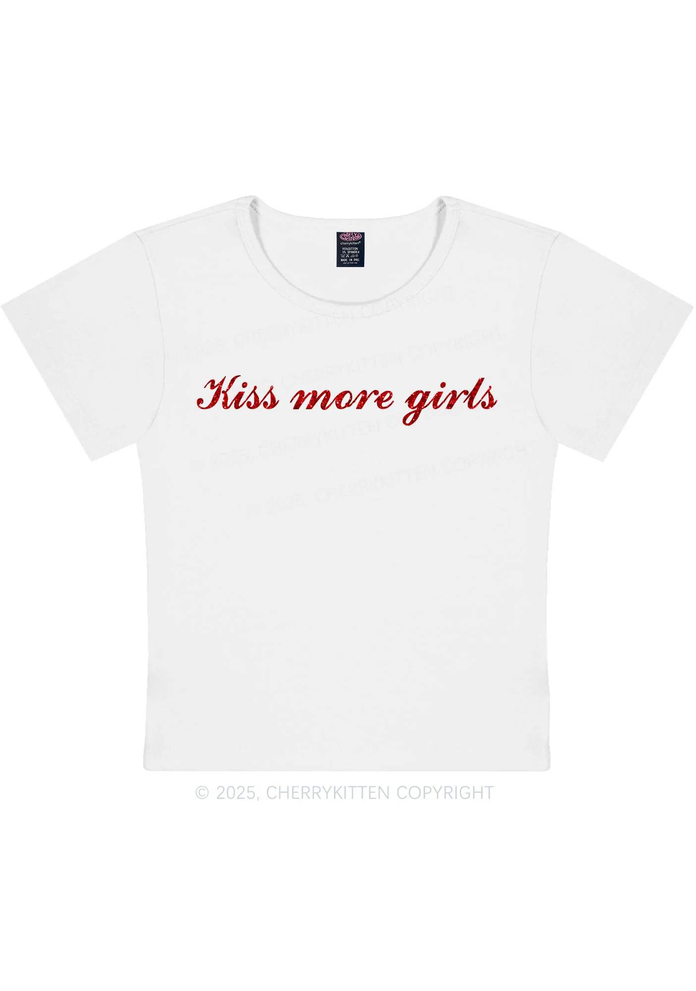 Glitter Kiss More Girls Pride Y2K Baby Tee Cherrykitten - Image 6