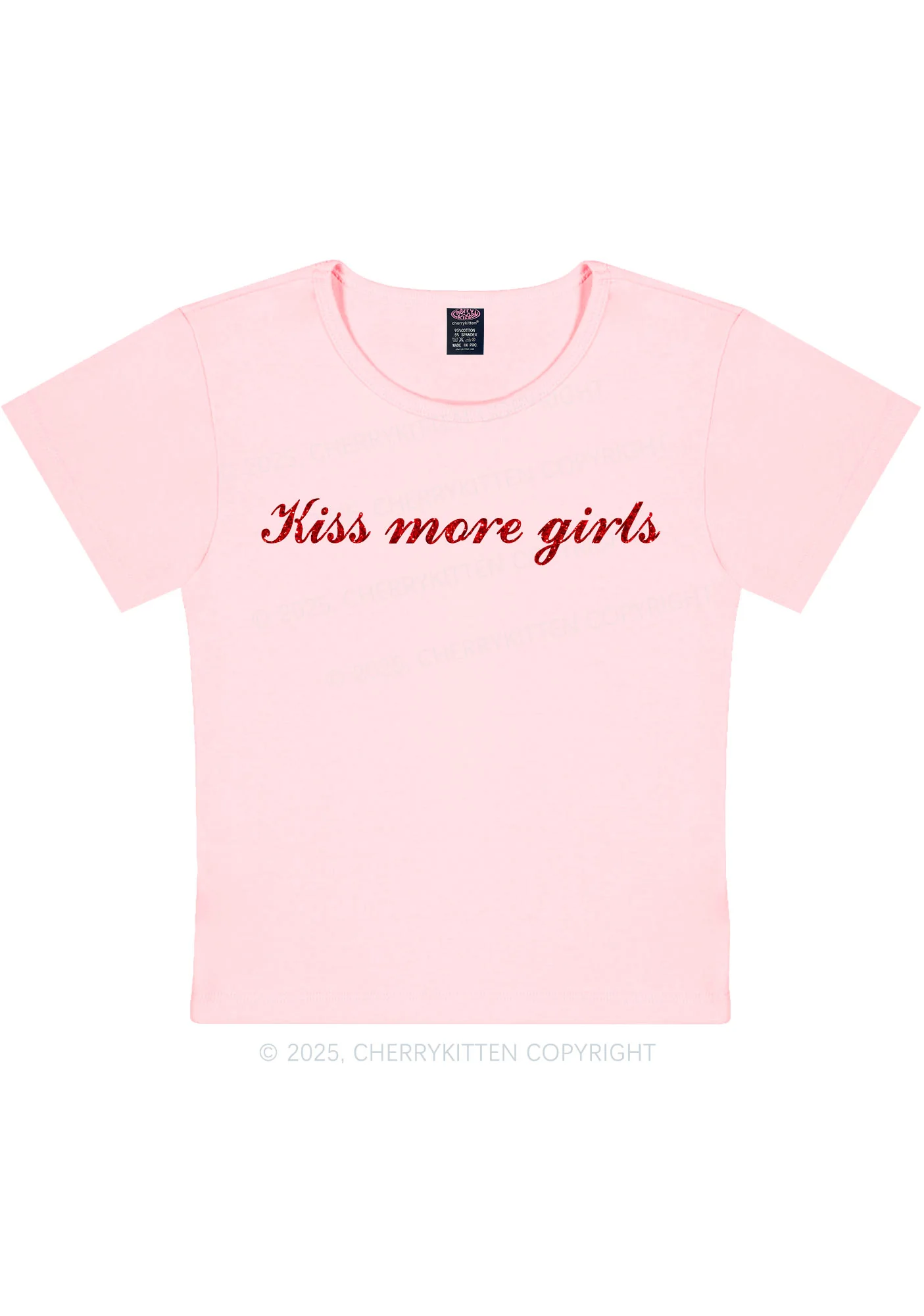 Glitter Kiss More Girls Pride Y2K Baby Tee Cherrykitten - Image 7