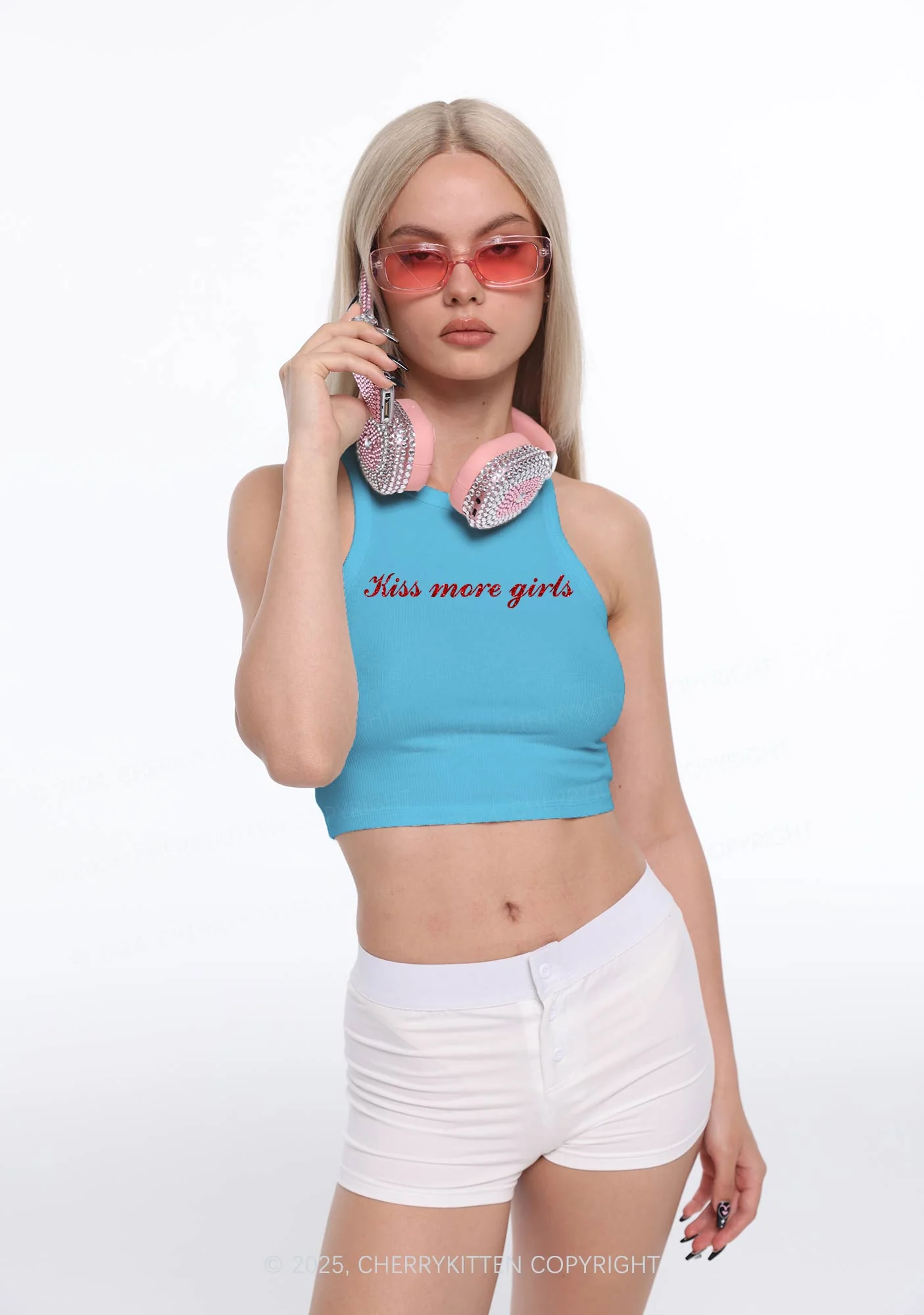 Glitter Kiss More Girls Pride Y2K Crop Tank Top Cherrykitten - Image 3
