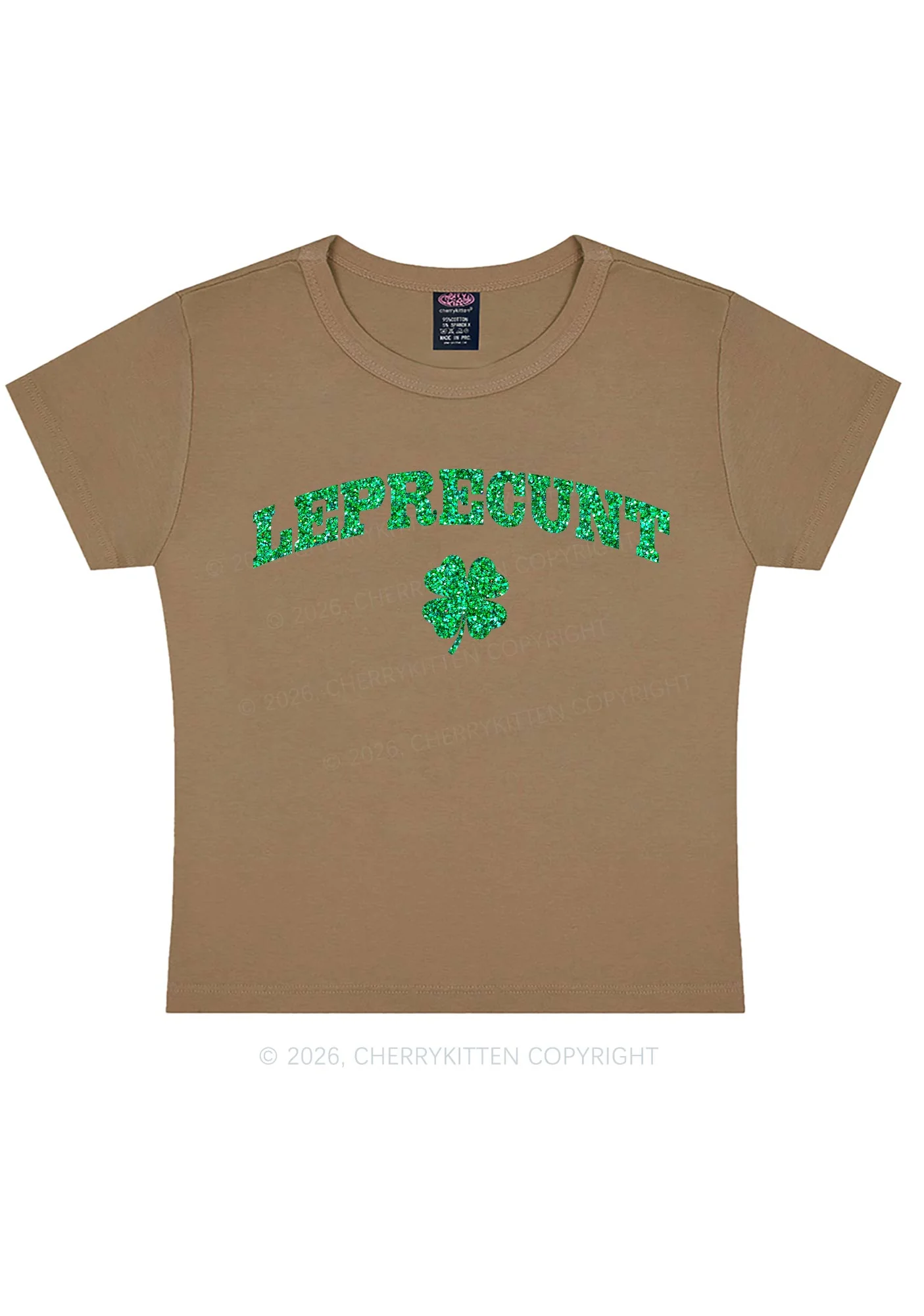 Glitter Leprecunt St Patricks Y2K Baby Tee Cherrykitten - Image 10
