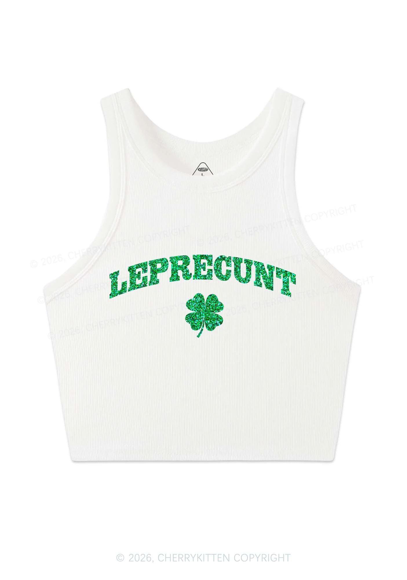 Glitter Leprecunt St Patricks Y2K Crop Tank Top Cherrykitten - Image 4