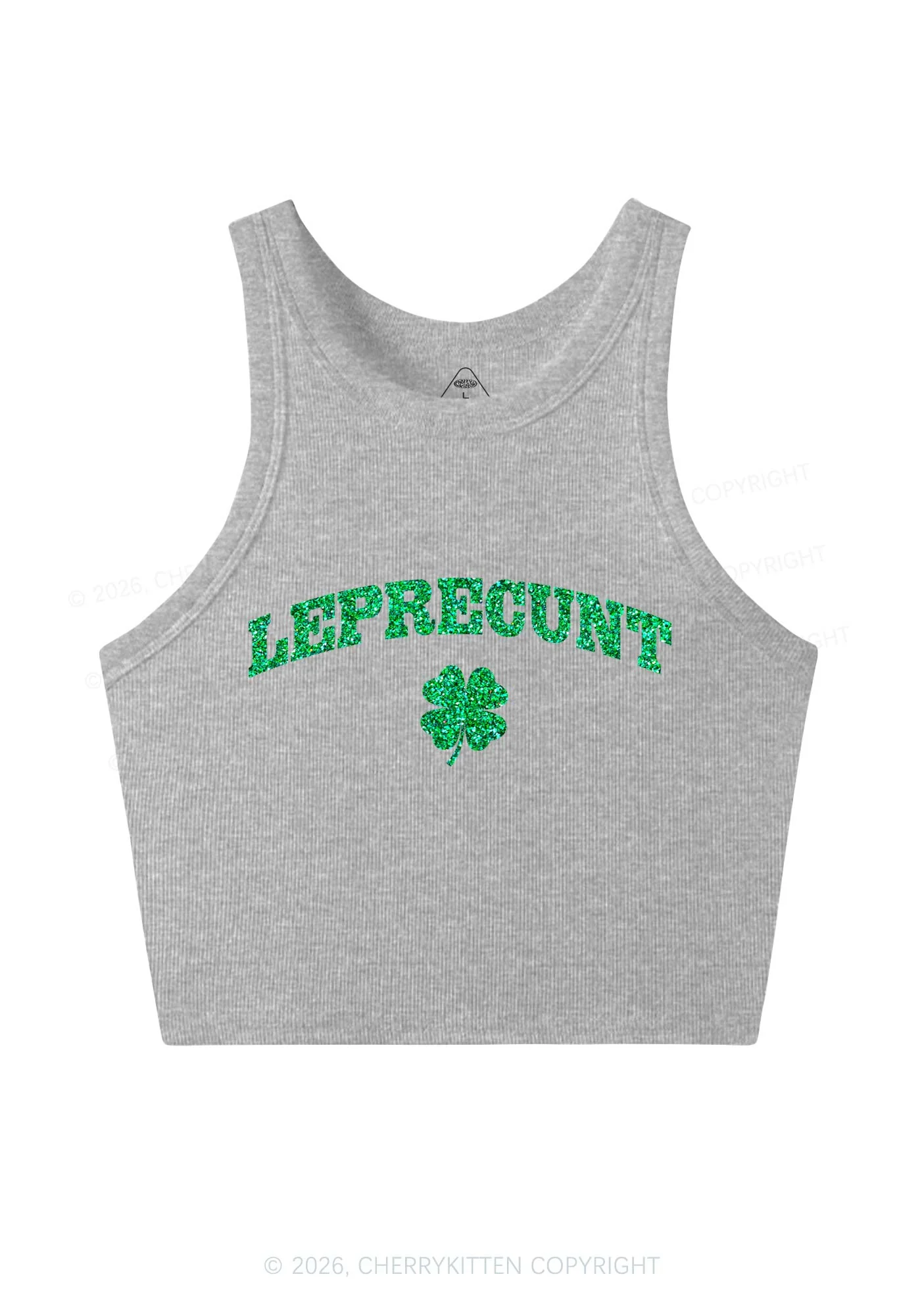 Glitter Leprecunt St Patricks Y2K Crop Tank Top Cherrykitten - Image 5