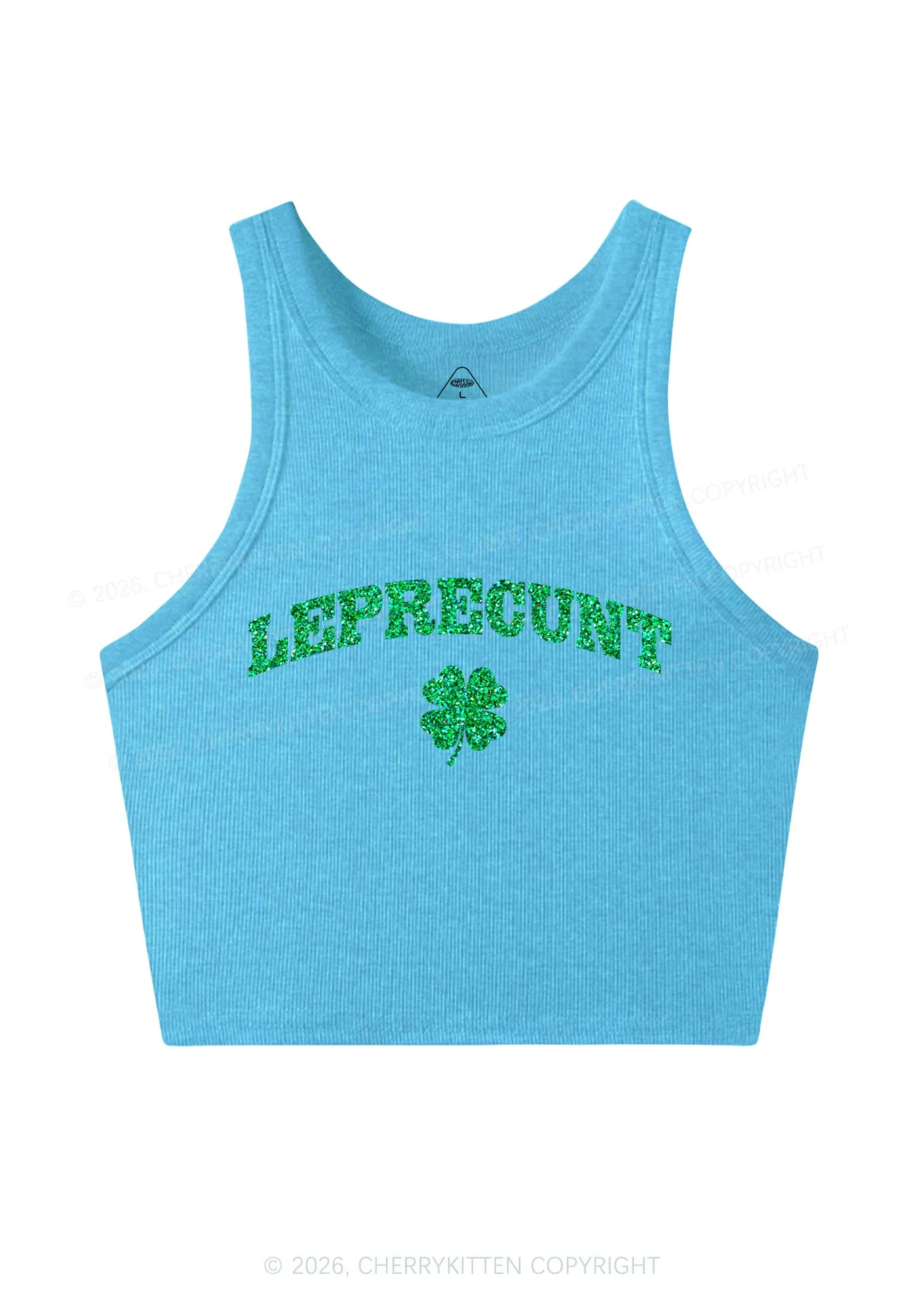 Glitter Leprecunt St Patricks Y2K Crop Tank Top Cherrykitten - Image 6