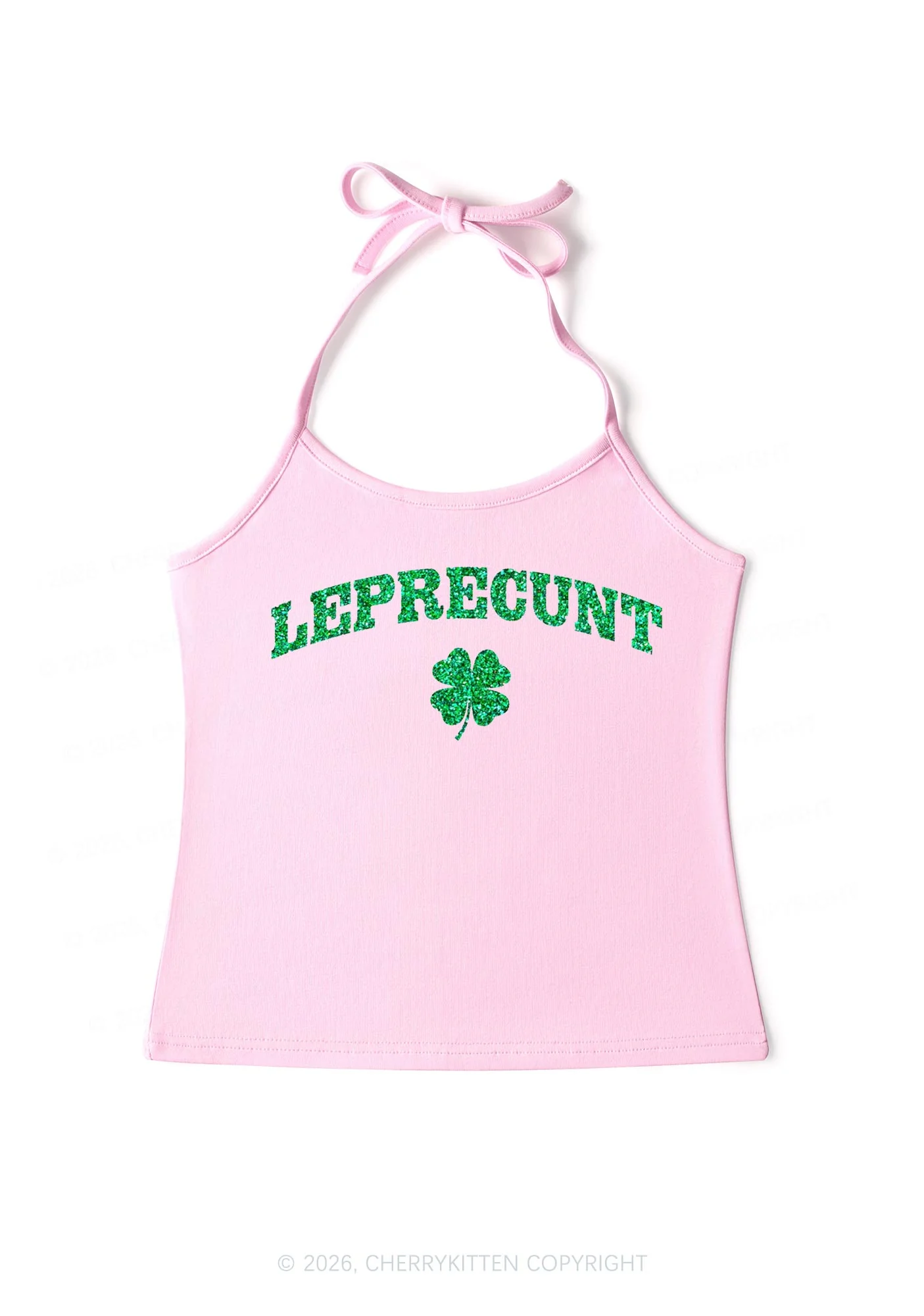 Glitter Leprecunt St Patricks Y2K Halter Neck Cami Cherrykitten - Image 4