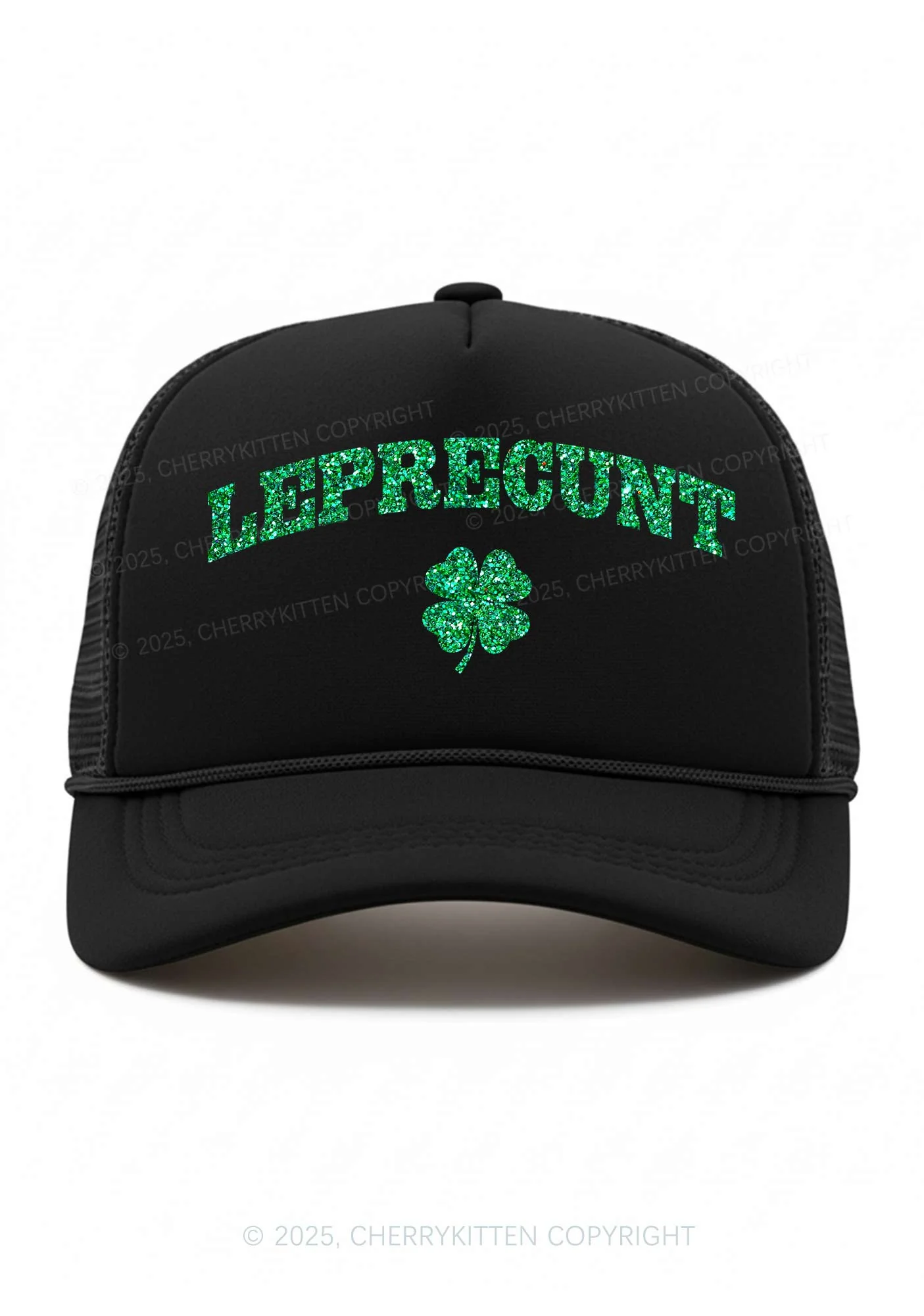 Glitter Leprecunt St Patricks Y2K Trucker Hat Cherrykitten - Image 2