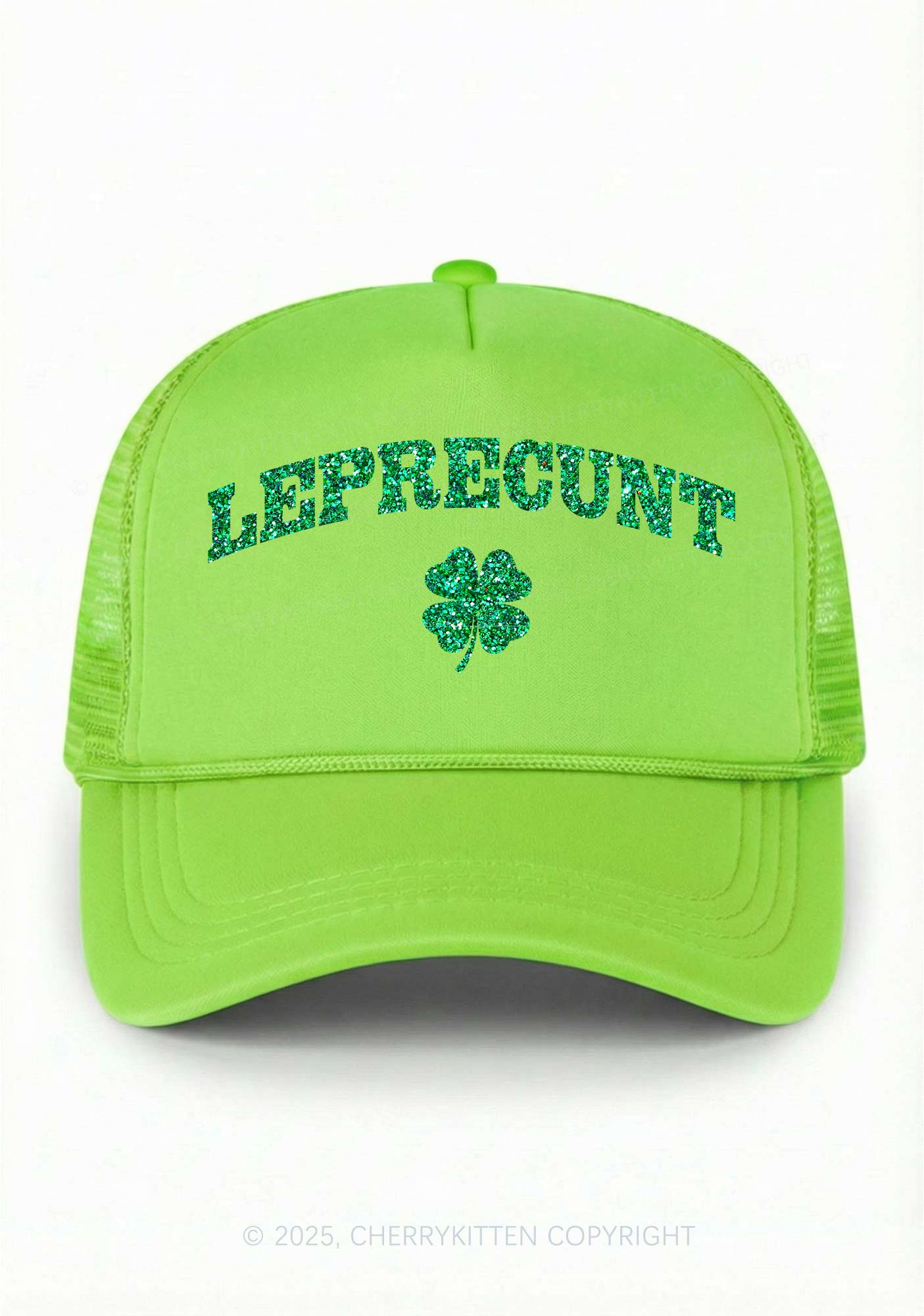 Glitter Leprecunt St Patricks Y2K Trucker Hat Cherrykitten - Image 3