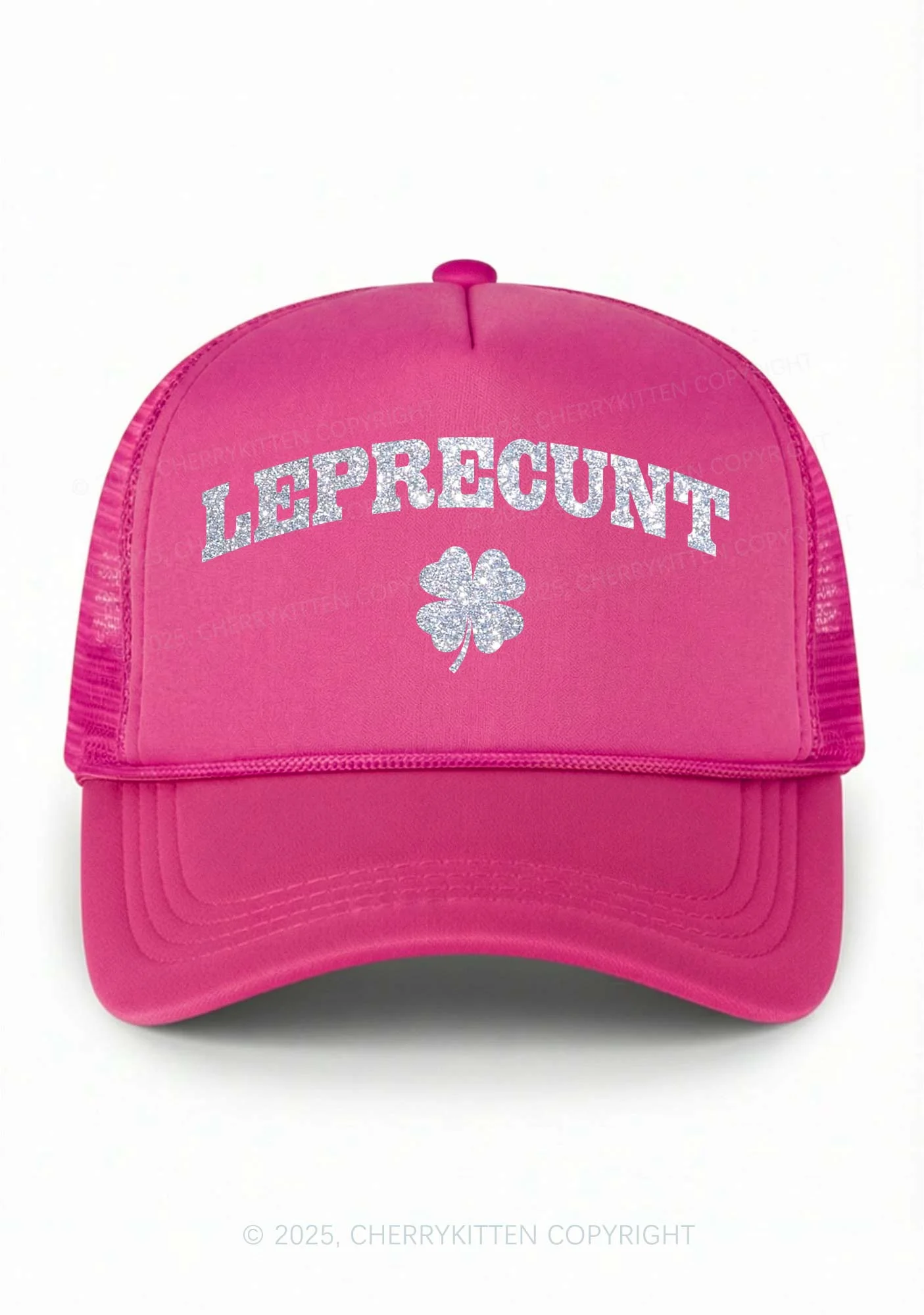 Glitter Leprecunt St Patricks Y2K Trucker Hat Cherrykitten - Image 4