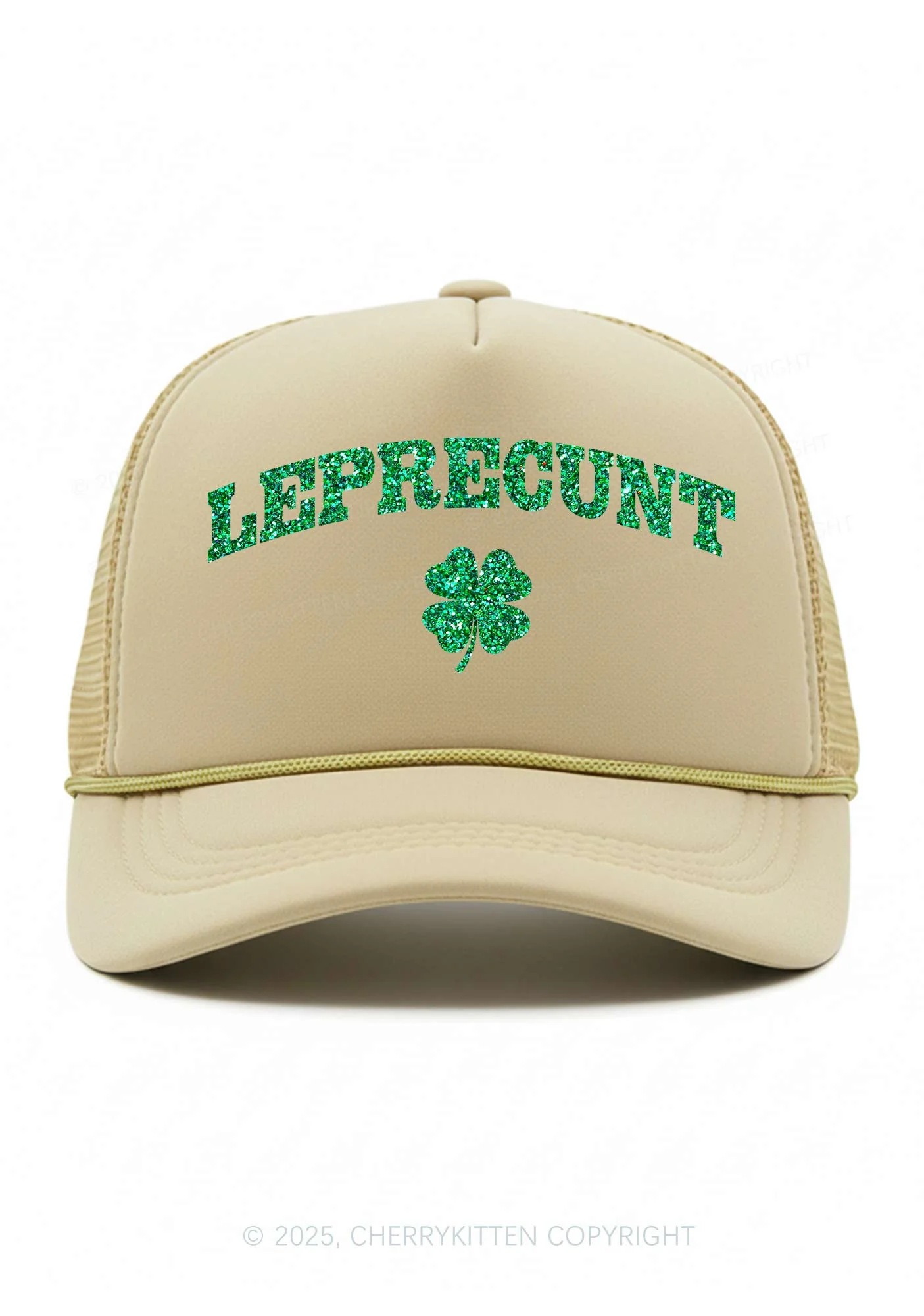 Glitter Leprecunt St Patricks Y2K Trucker Hat Cherrykitten - Image 5