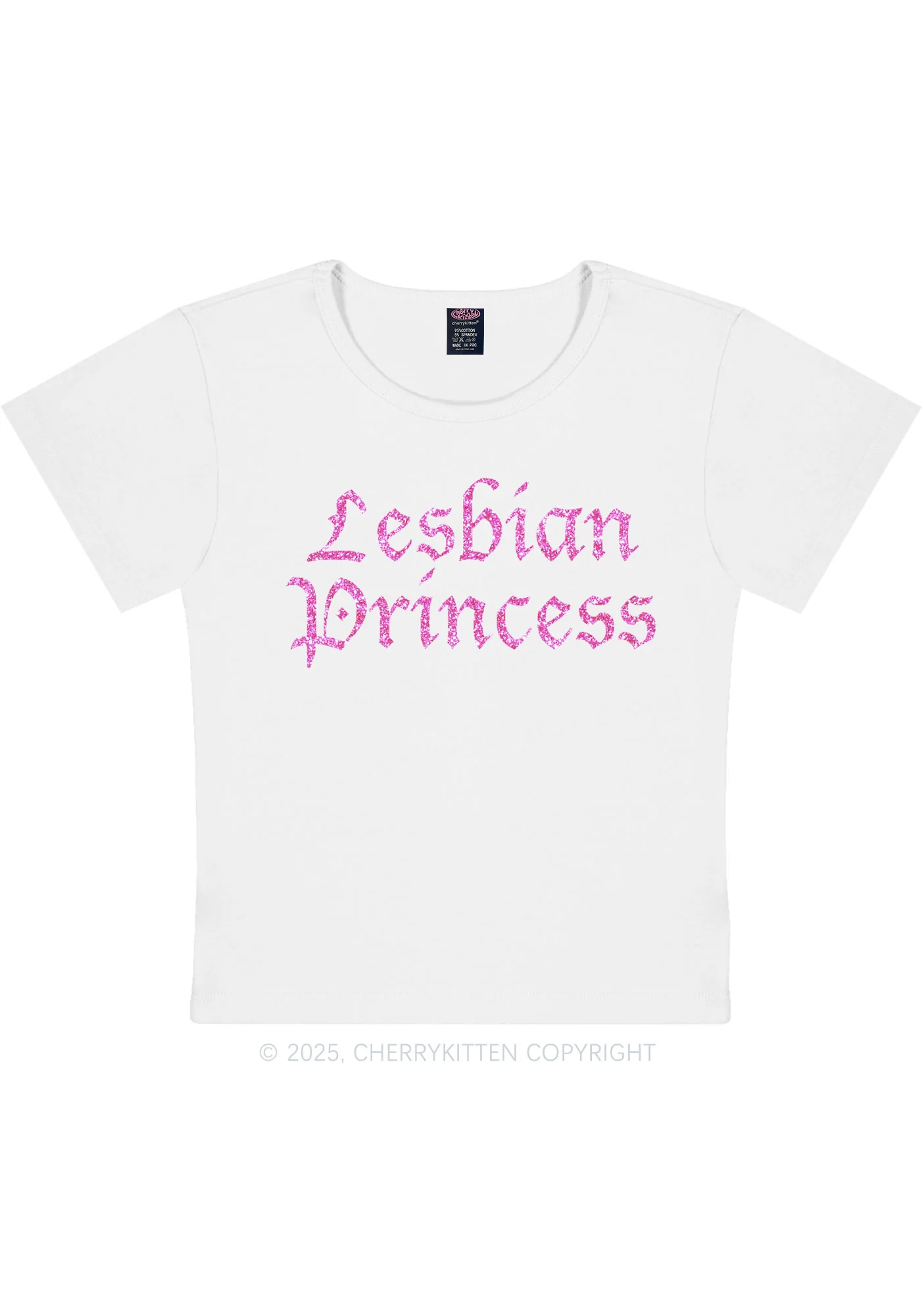Glitter Lesbian Princess Y2K Baby Tee Cherrykitten - Image 5