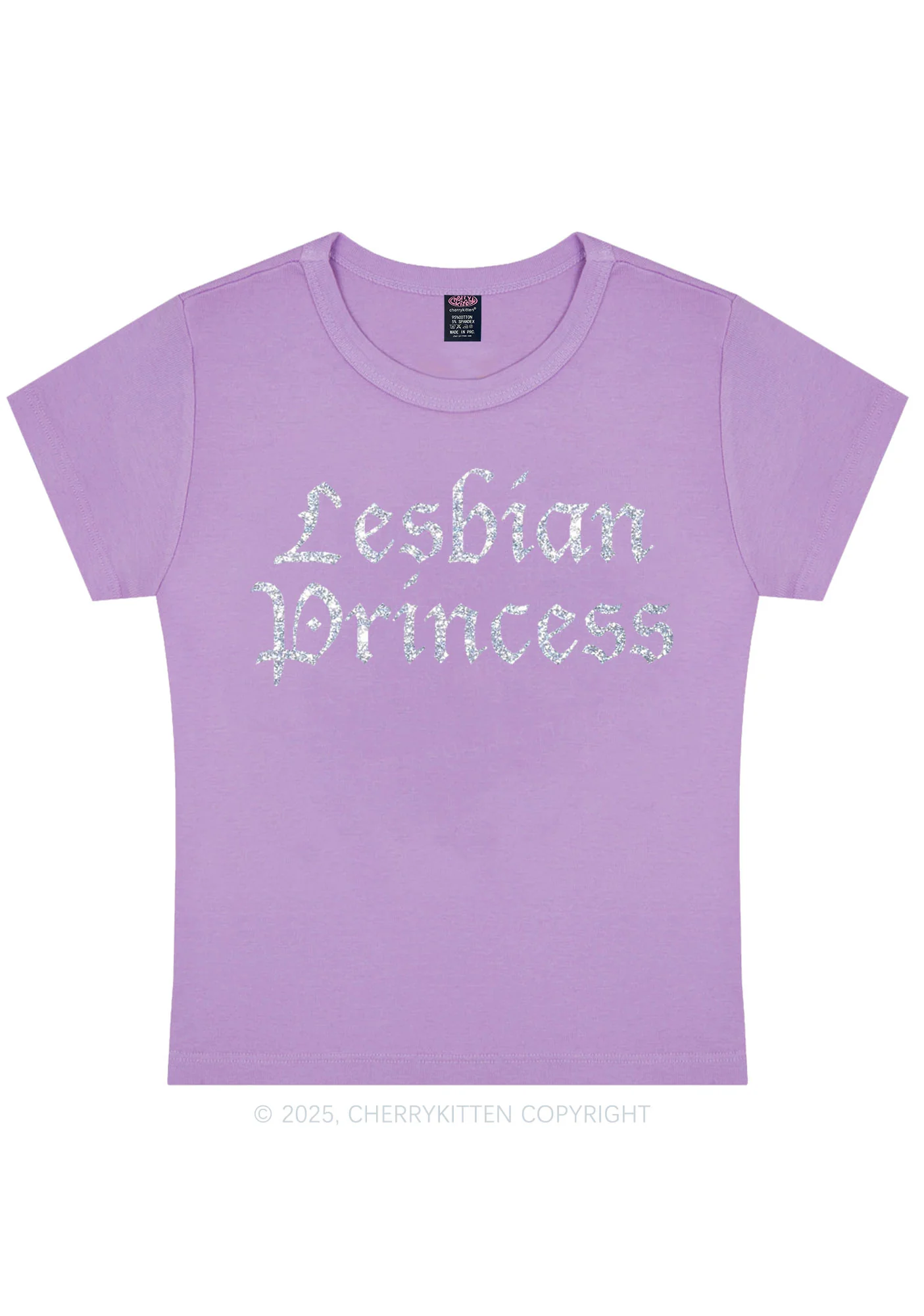 Glitter Lesbian Princess Y2K Baby Tee Cherrykitten - Image 7