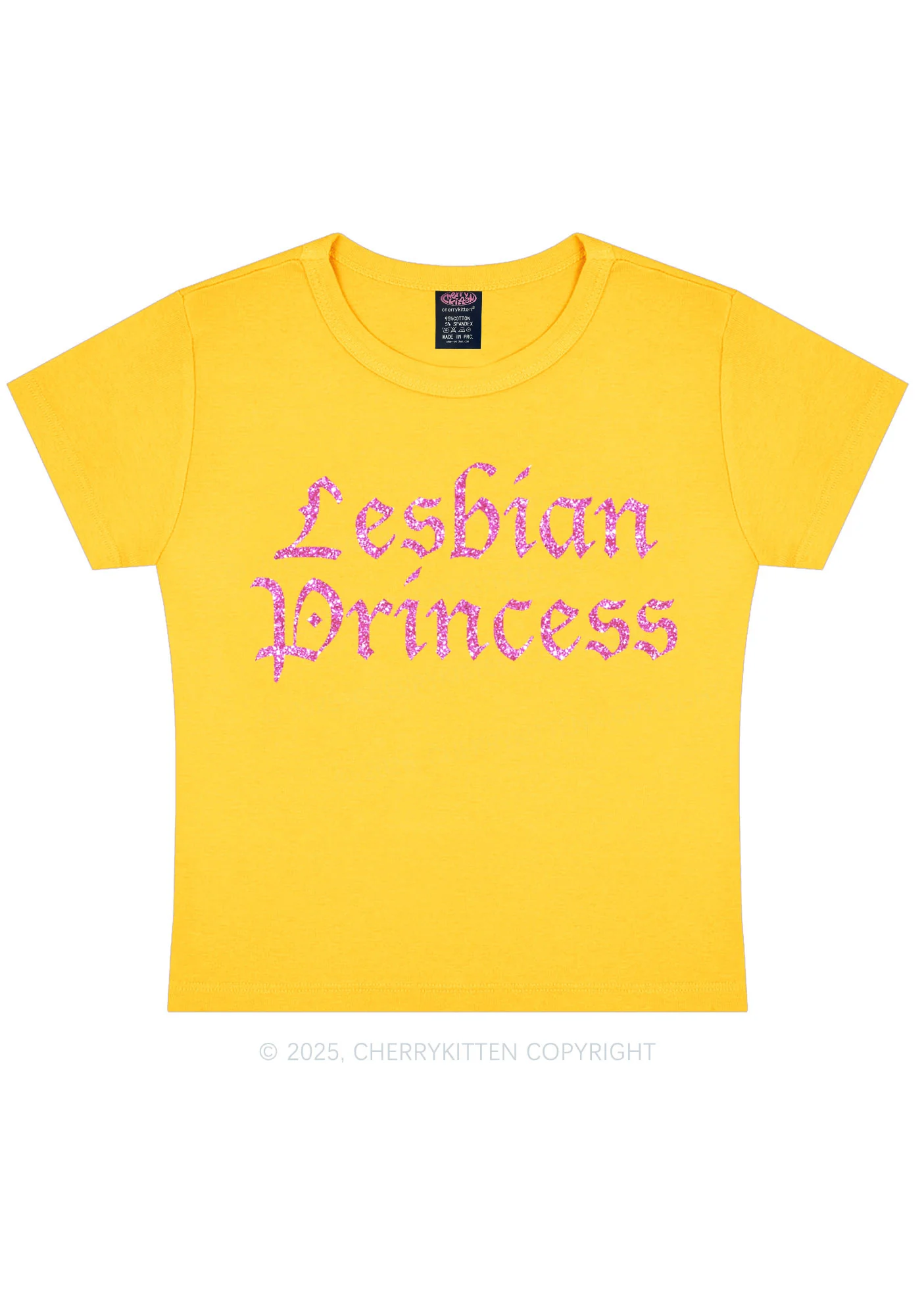 Glitter Lesbian Princess Y2K Baby Tee Cherrykitten - Image 8