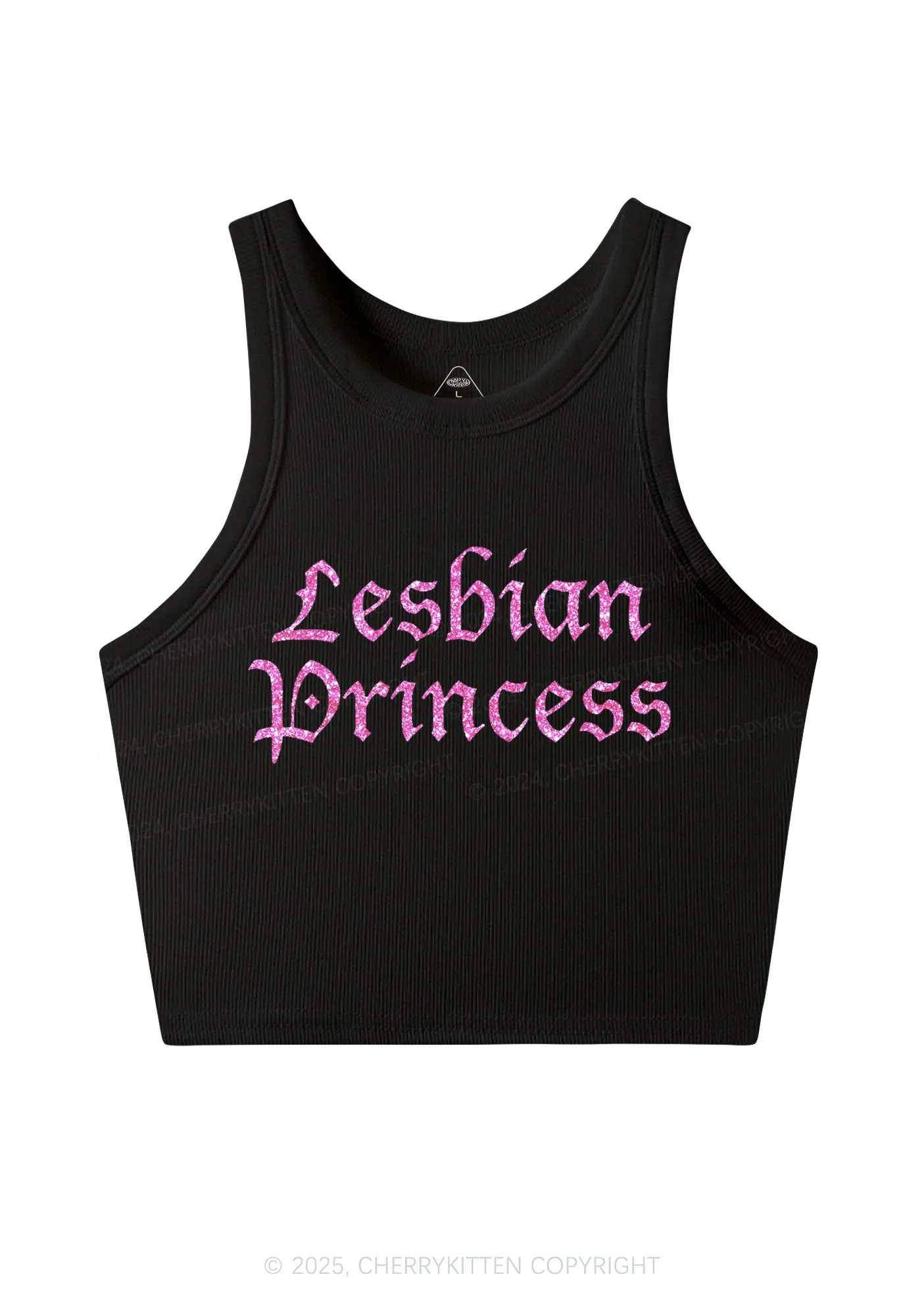 Glitter Lesbian Princess Y2K Crop Tank Top Cherrykitten - Image 4