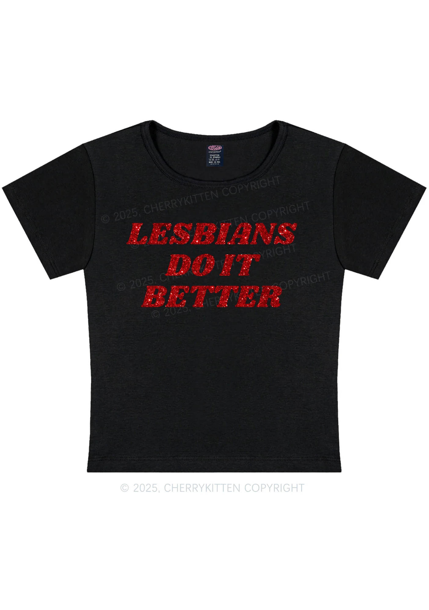 Glitter Lesbians Do It Better Pride Y2K Baby Tee Cherrykitten - Image 4