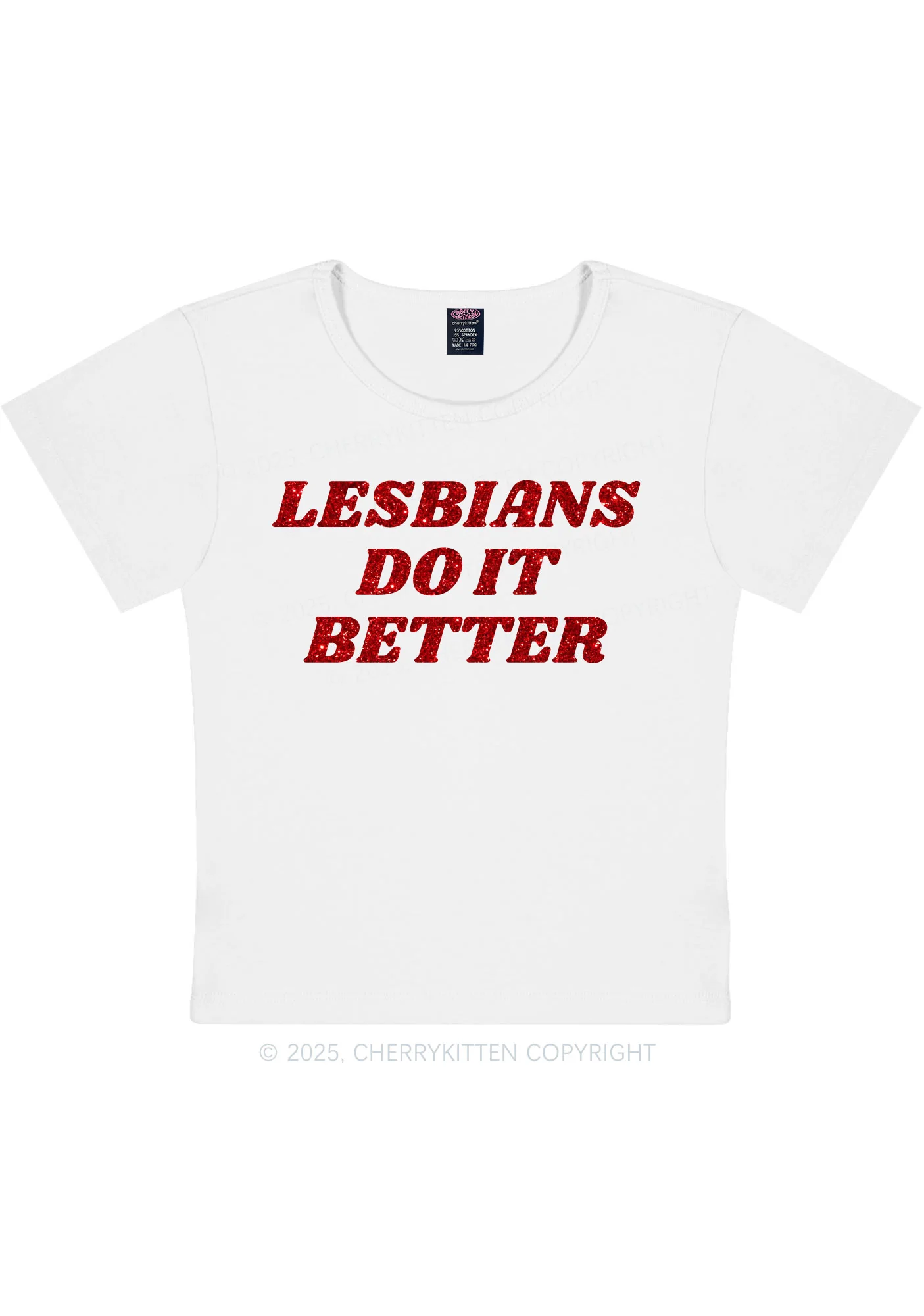 Glitter Lesbians Do It Better Pride Y2K Baby Tee Cherrykitten - Image 6