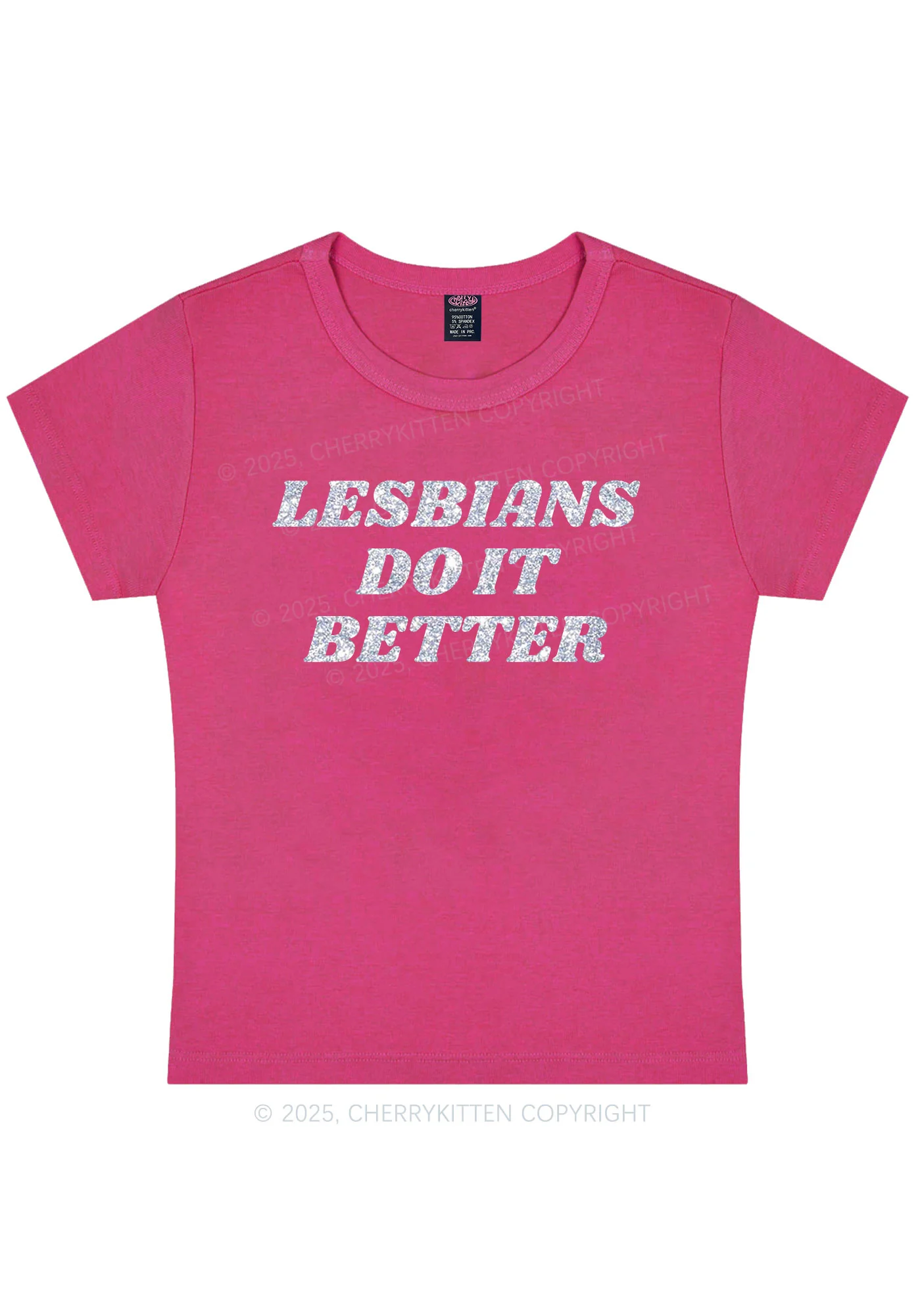 Glitter Lesbians Do It Better Pride Y2K Baby Tee Cherrykitten - Image 7
