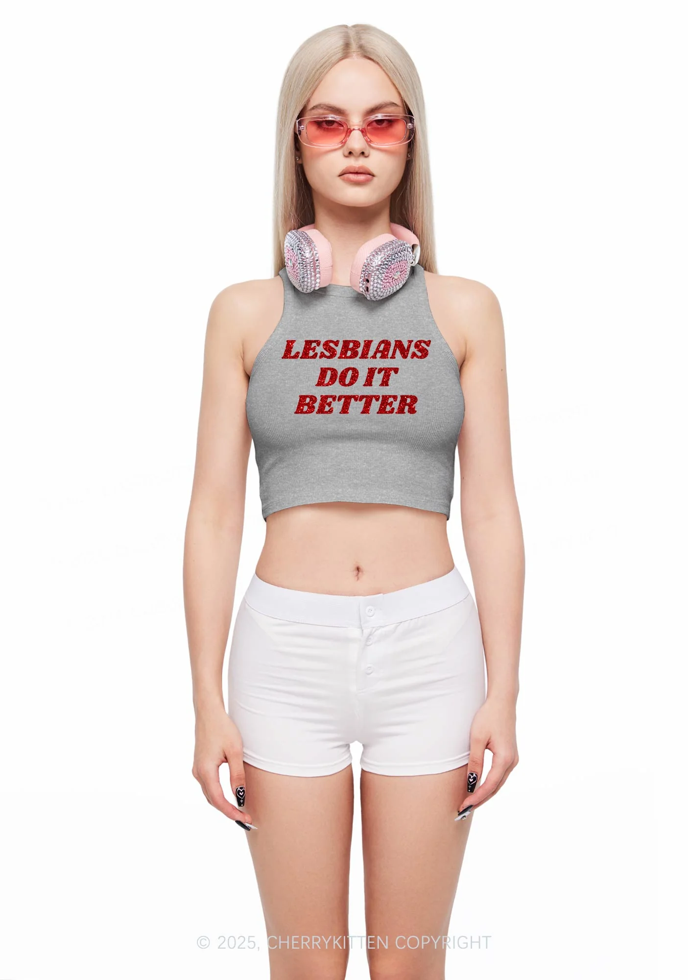 Glitter Lesbians Do It Better Pride Y2K Crop Tank Top Cherrykitten - Image 3