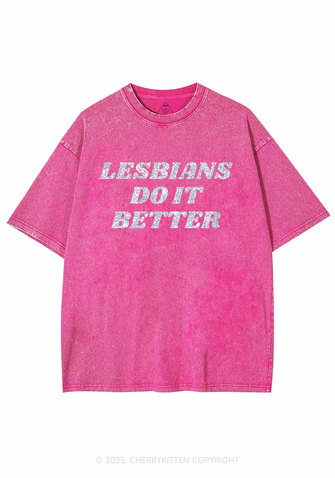 Glitter Lesbians Do It Better Pride Y2K Shirts Washed Tee Cherrykitten - Image 4