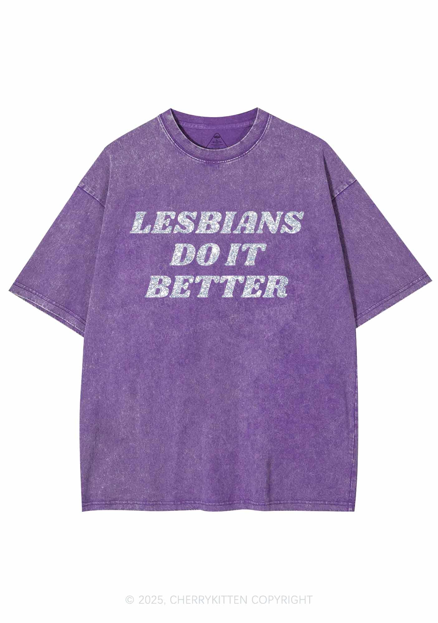 Glitter Lesbians Do It Better Pride Y2K Shirts Washed Tee Cherrykitten - Image 5