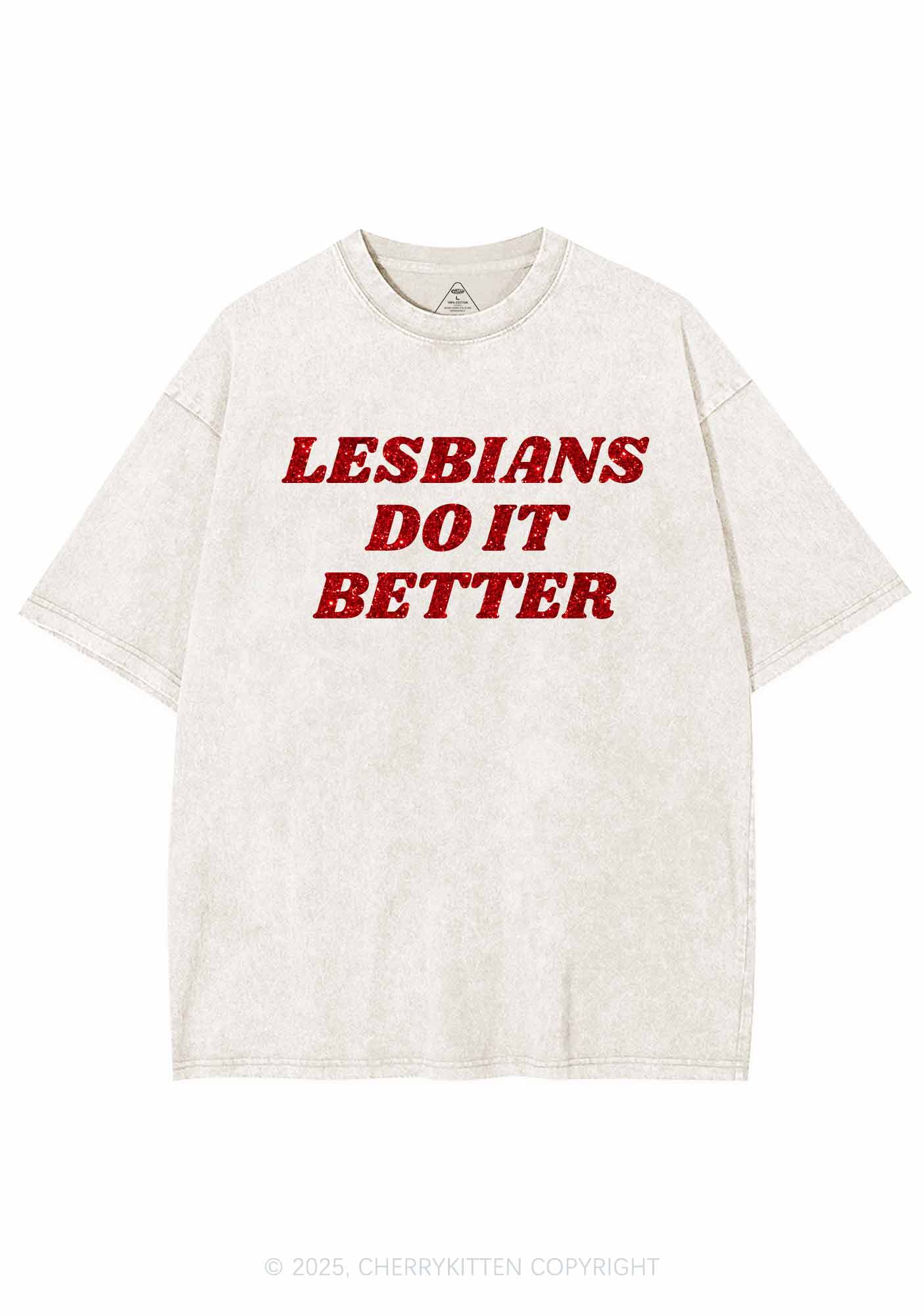 Glitter Lesbians Do It Better Pride Y2K Shirts Washed Tee Cherrykitten - Image 6