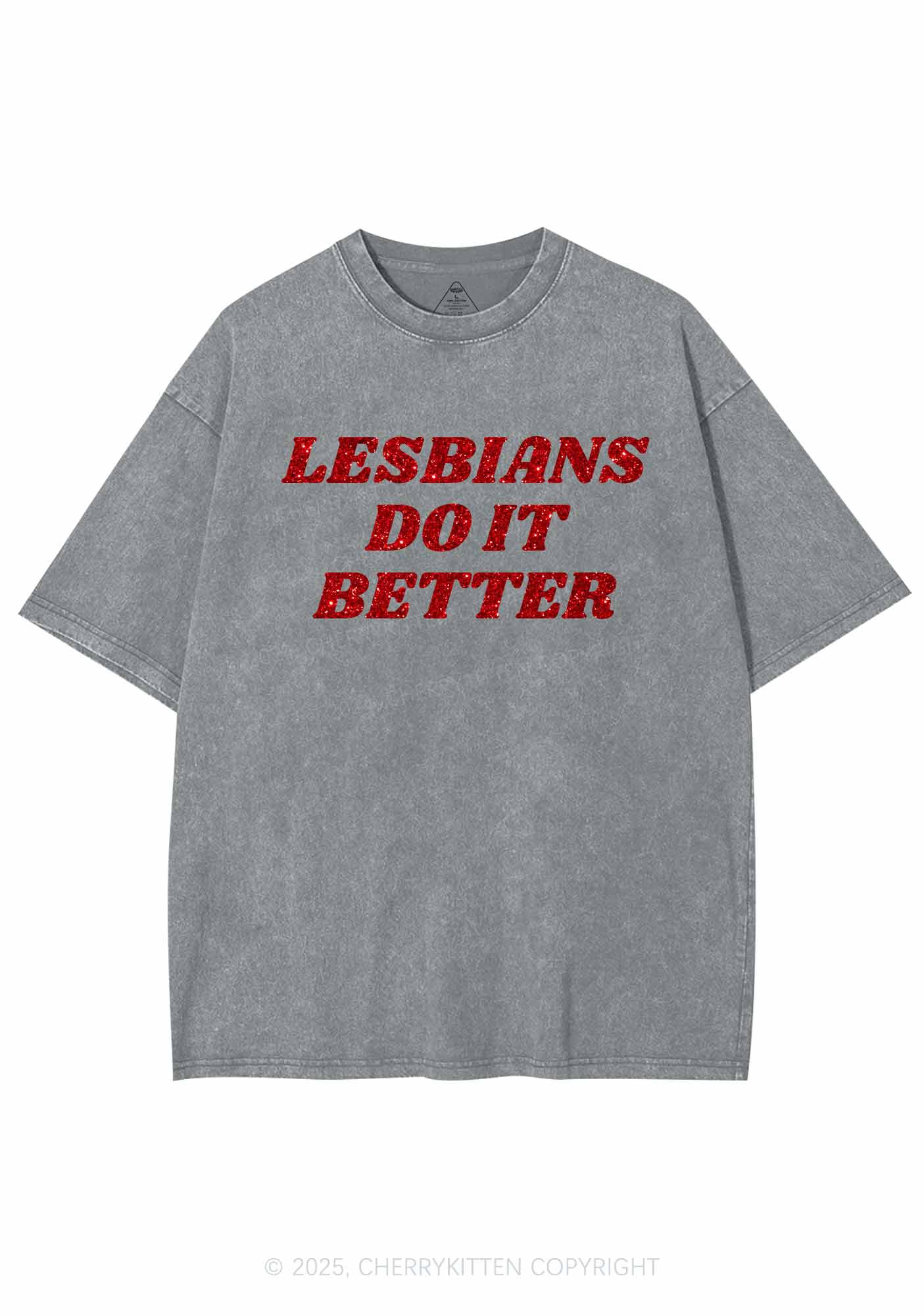 Glitter Lesbians Do It Better Pride Y2K Shirts Washed Tee Cherrykitten - Image 7