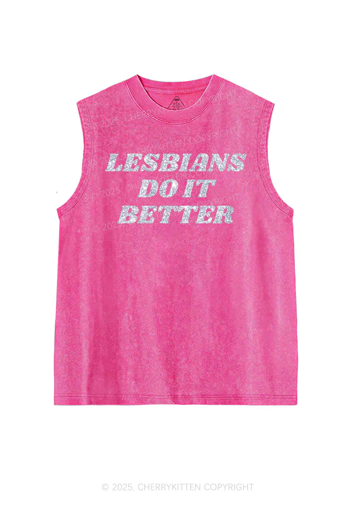 Glitter Lesbians Do It Better Pride Y2K Washed Muscle Tank Cherrykitten - Image 4