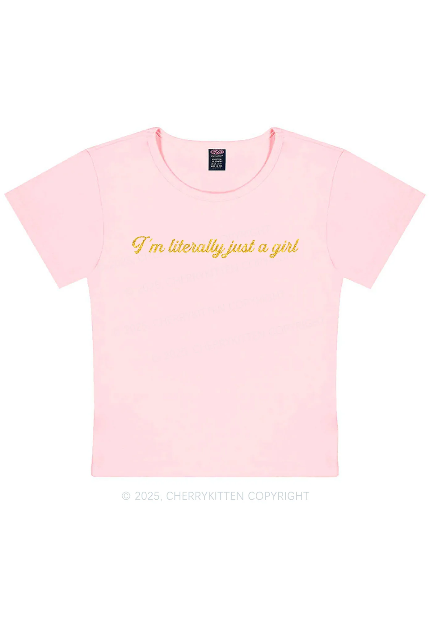 Glitter Literally Just A Girl Y2K Baby Tee Cherrykitten - Image 12