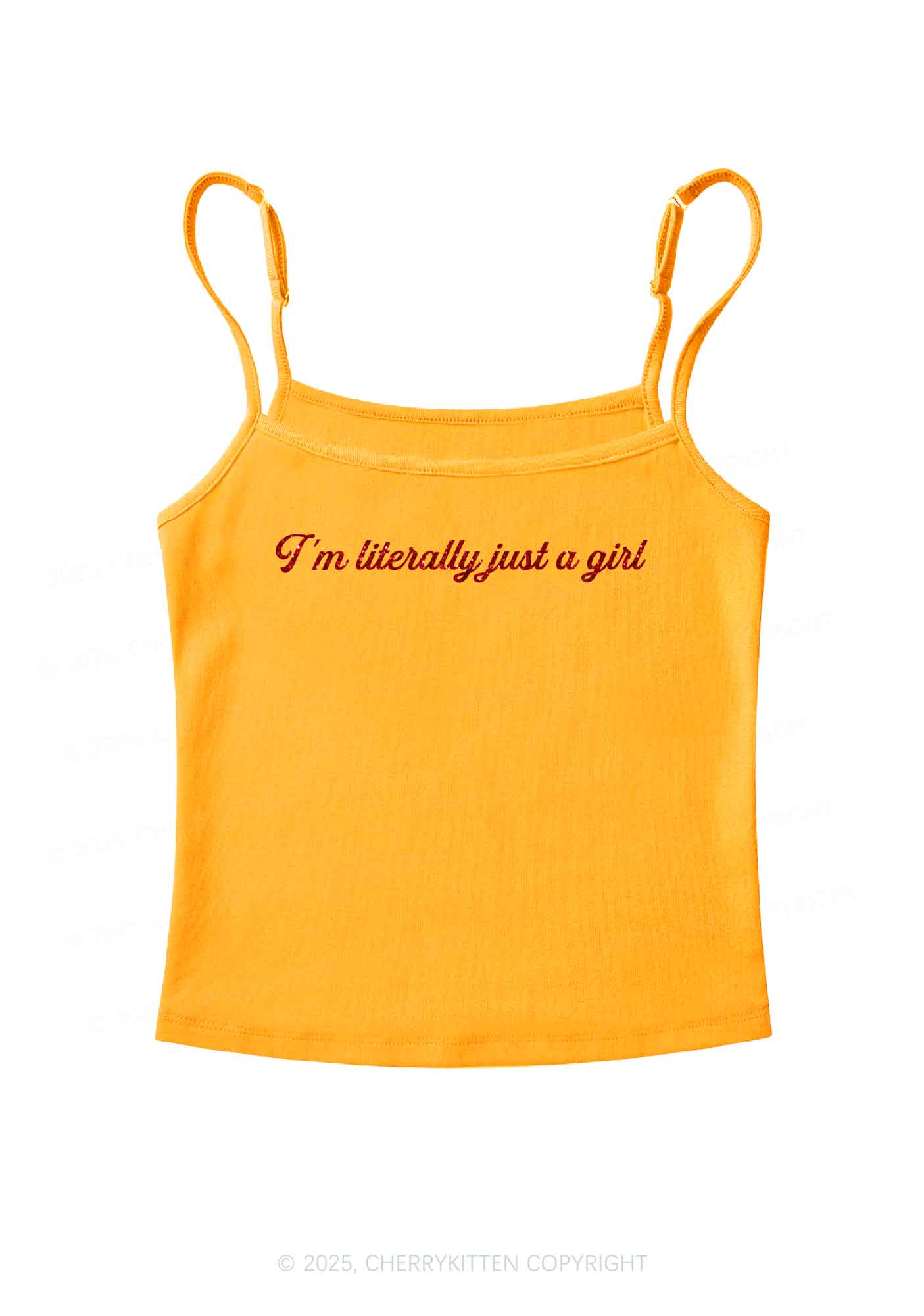 Glitter Literally Just A Girl Y2K Spaghetti Strap Cami Cherrykitten - Image 8