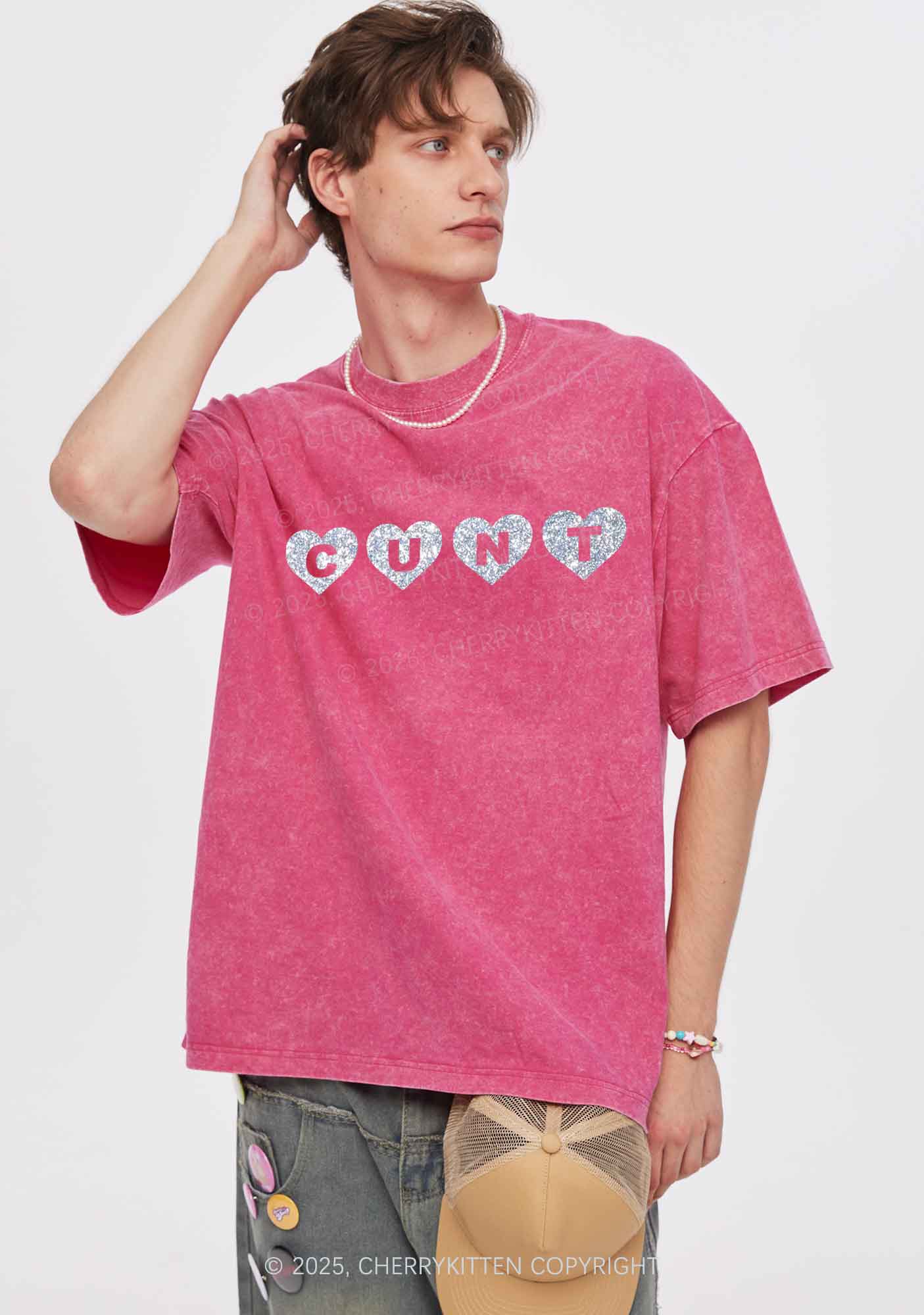 Glitter Love Cxxt Y2K Shirts Washed Tee Cherrykitten - Image 3