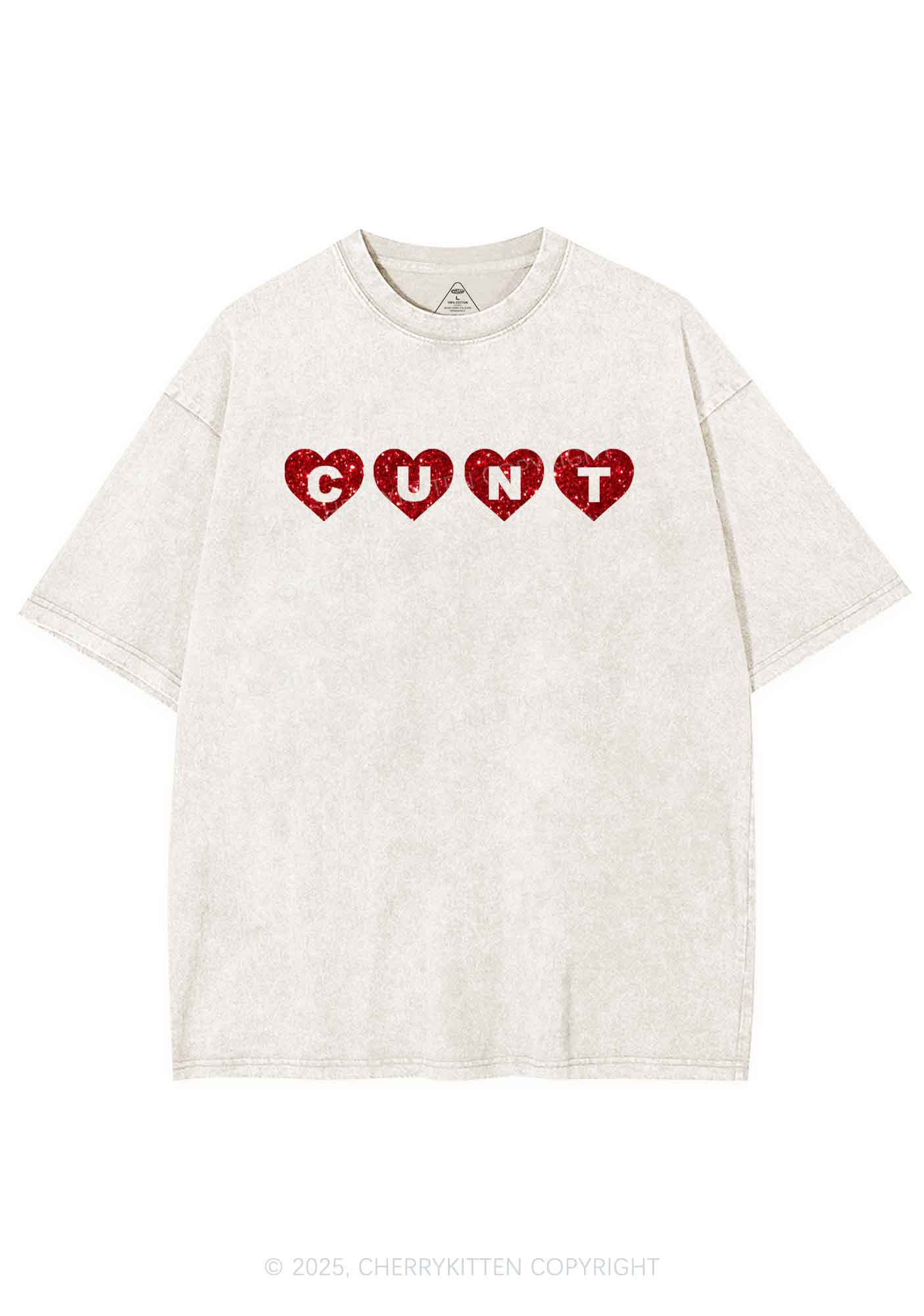 Glitter Love Cxxt Y2K Shirts Washed Tee Cherrykitten - Image 4