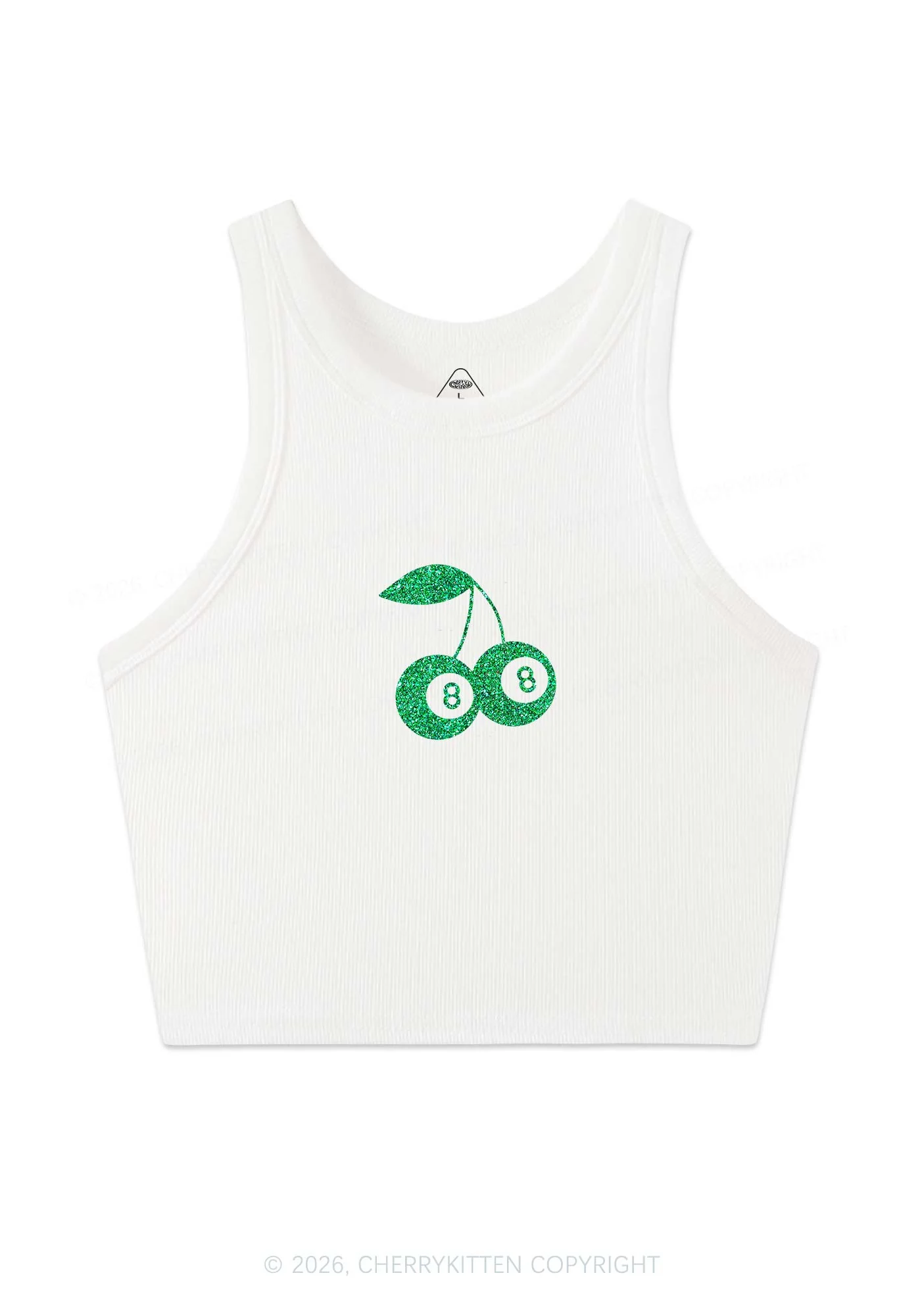 Glitter Lucky Eight St Patricks Y2K Crop Tank Top Cherrykitten - Image 4
