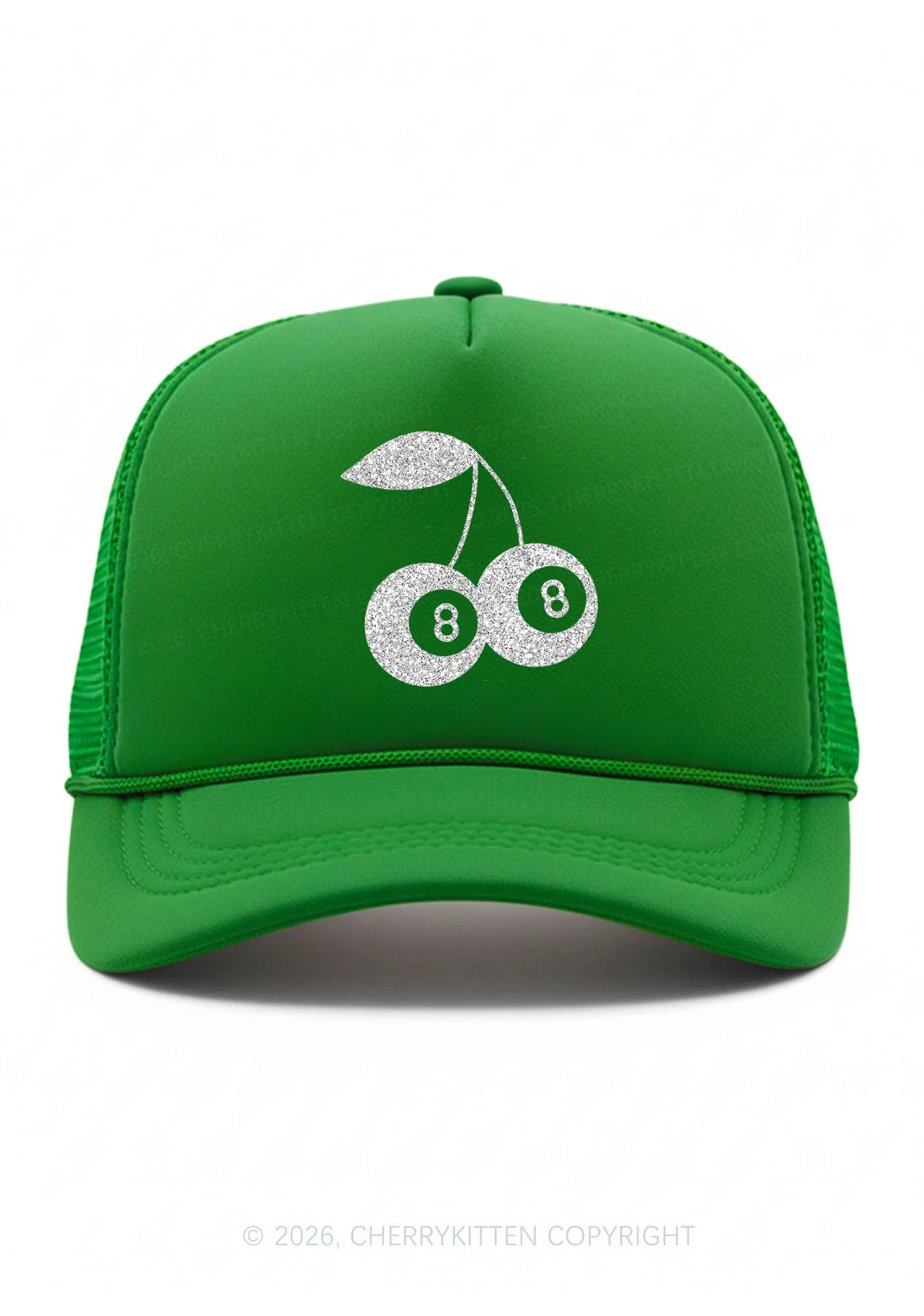 Glitter Lucky Eight St Patricks Y2K Trucker Hat Cherrykitten - Image 2