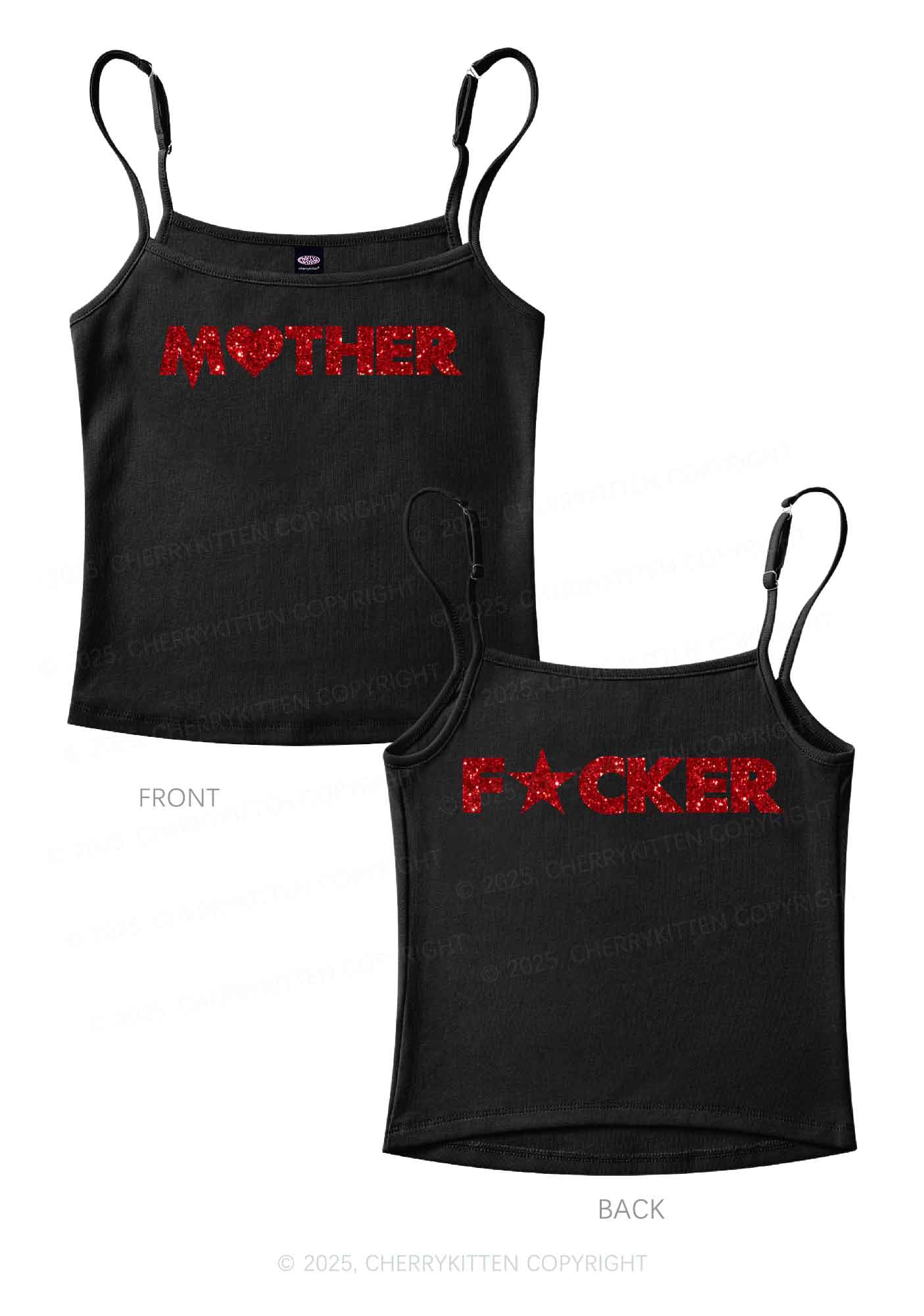 Glitter Motherfxcker Two Sides Y2K Spaghetti Strap Cami Cherrykitten - Image 3