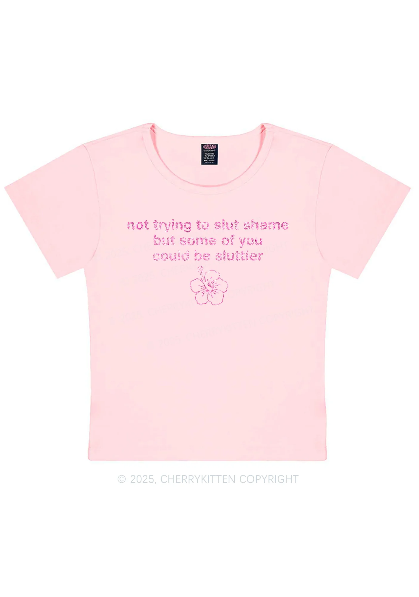 Glitter Not Trying To Slxt Shame Y2K Baby Tee Cherrykitten - Image 11