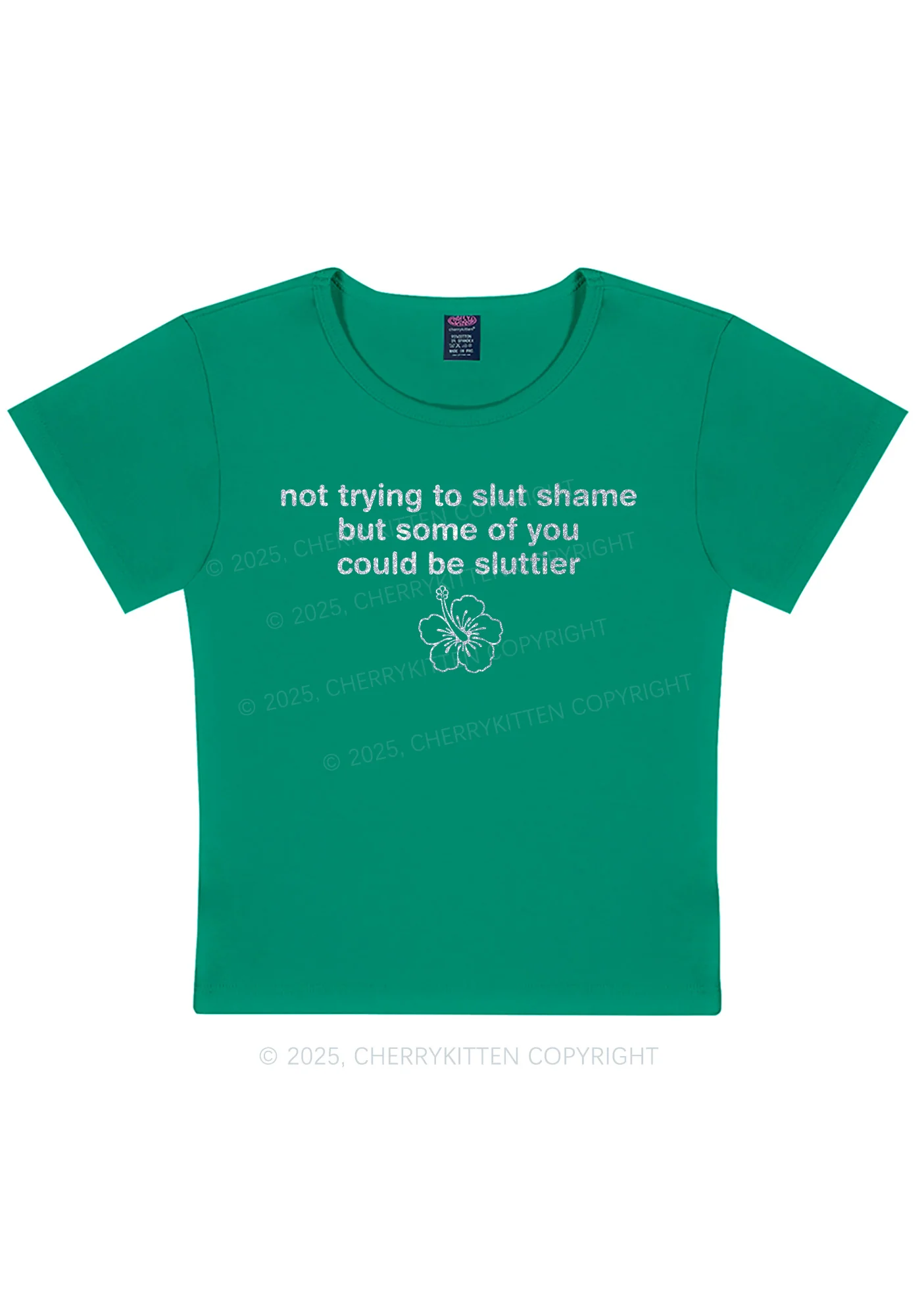 Glitter Not Trying To Slxt Shame Y2K Baby Tee Cherrykitten - Image 14