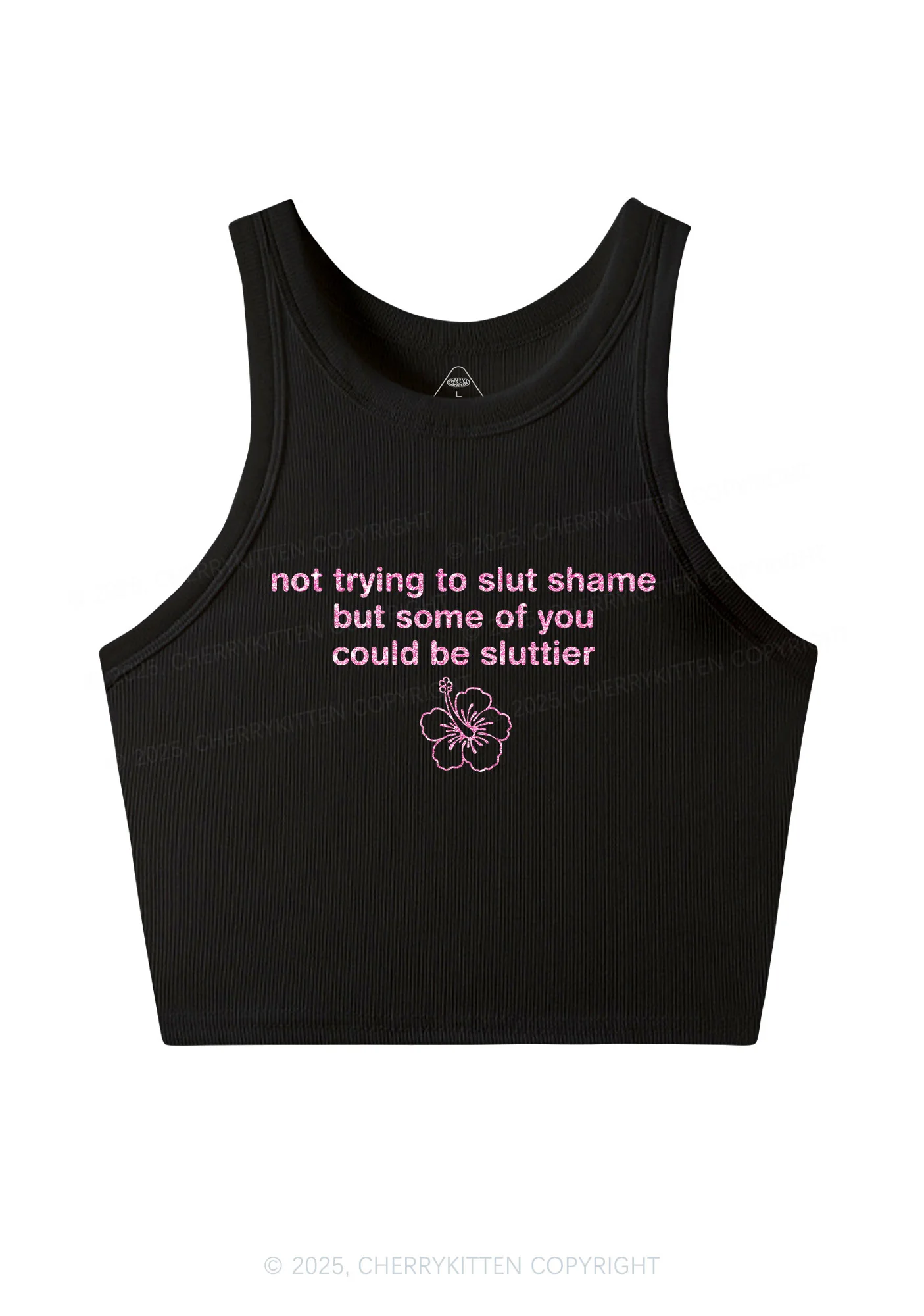 Glitter Not Trying To Slxt Shame Y2K Crop Tank Top Cherrykitten - Image 4