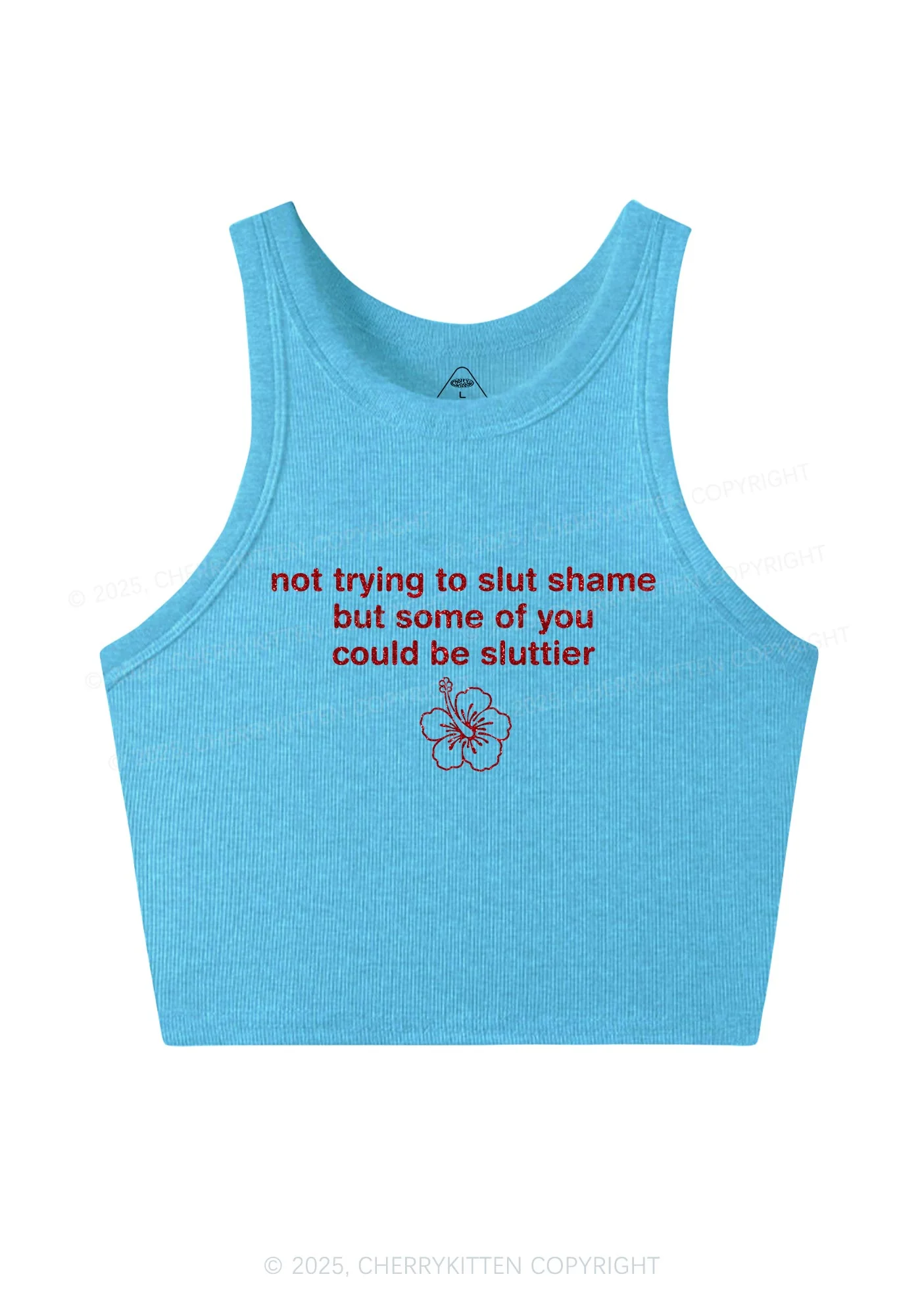 Glitter Not Trying To Slxt Shame Y2K Crop Tank Top Cherrykitten - Image 5