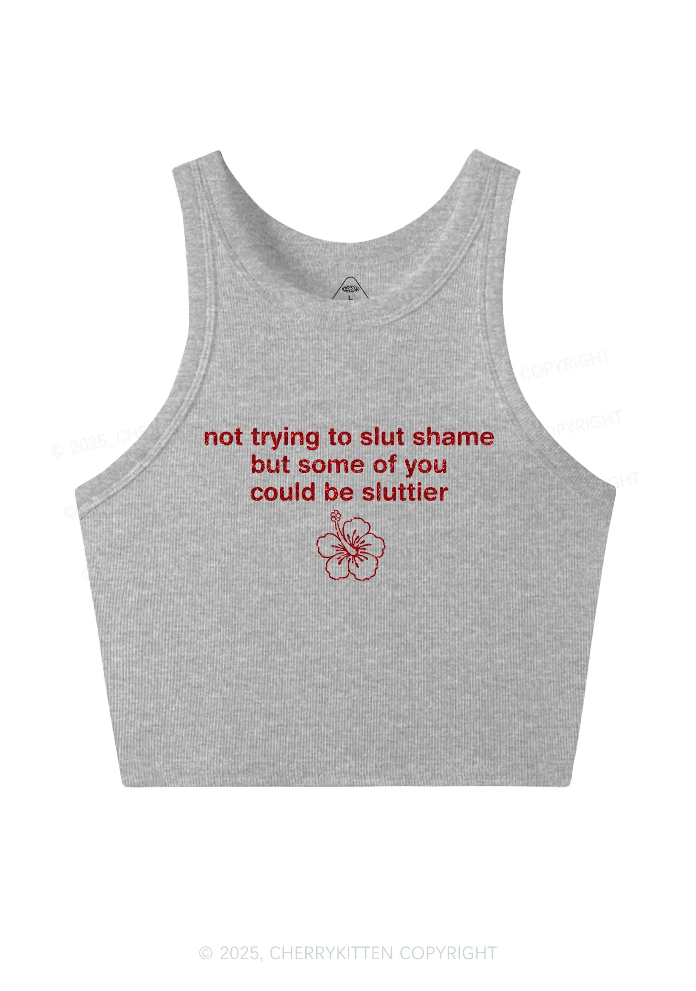 Glitter Not Trying To Slxt Shame Y2K Crop Tank Top Cherrykitten - Image 6