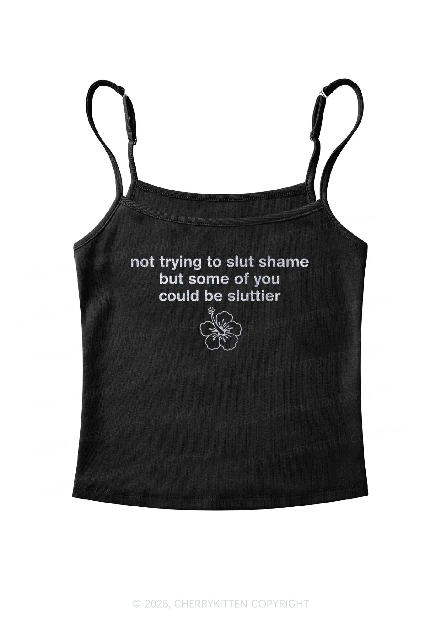 Glitter Not Trying To Slxt Shame Y2K Spaghetti Strap Cami Cherrykitten - Image 4