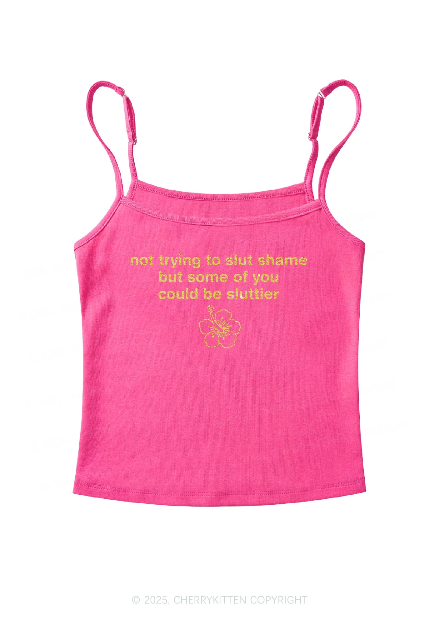 Glitter Not Trying To Slxt Shame Y2K Spaghetti Strap Cami Cherrykitten - Image 5